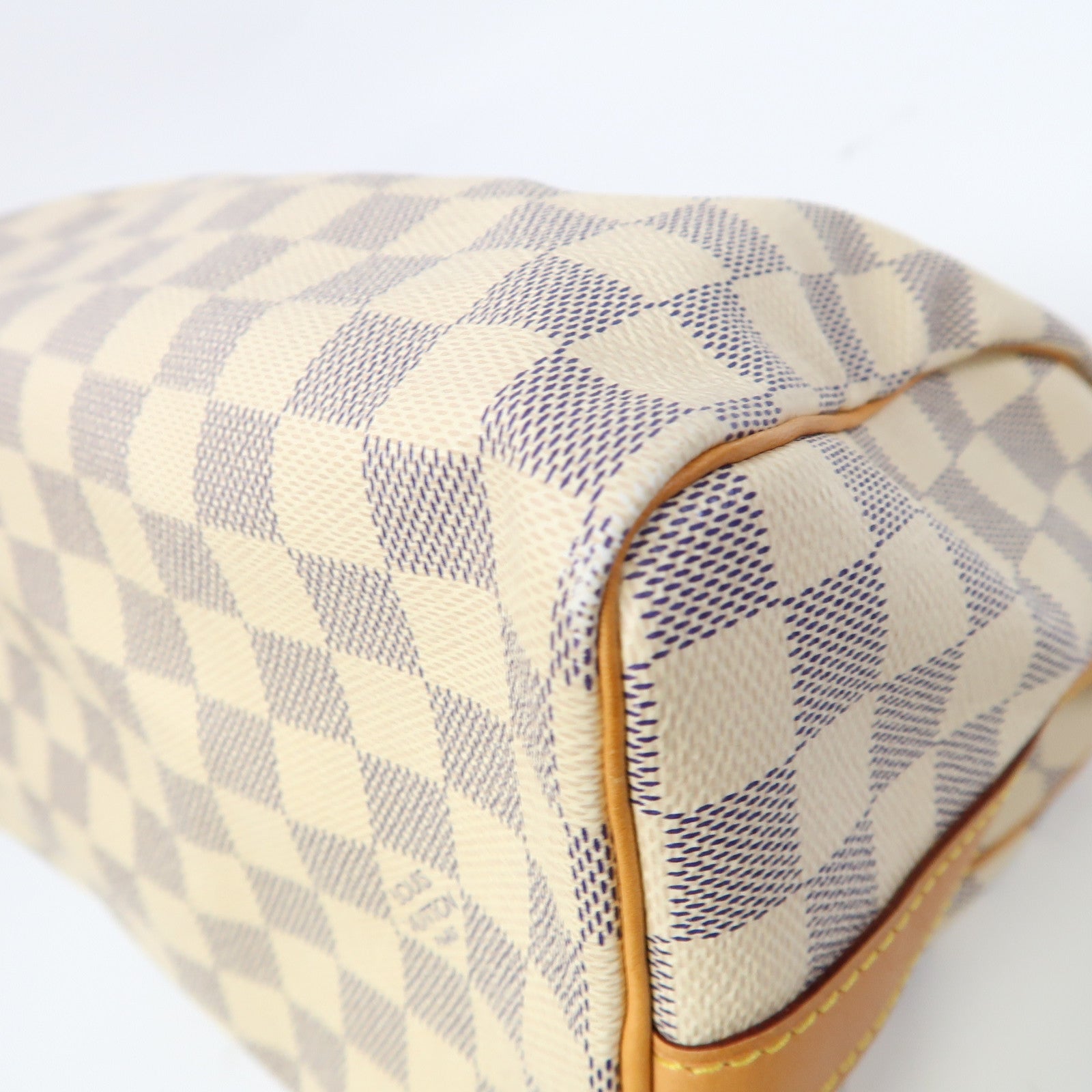 LOUIS VUITTON Damier Azur Speedy Bandoulière 25金扣手挽肩背兩用袋白色