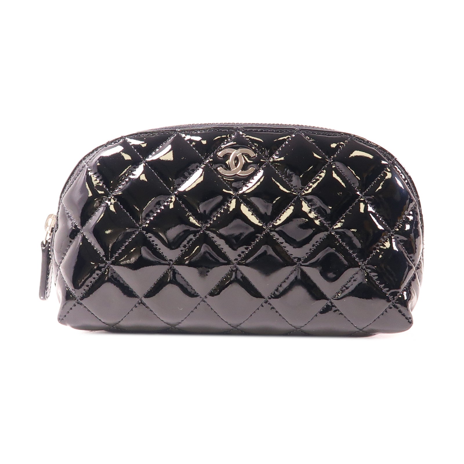 CHANEL 漆皮皮革Pouch銀扣手拿包