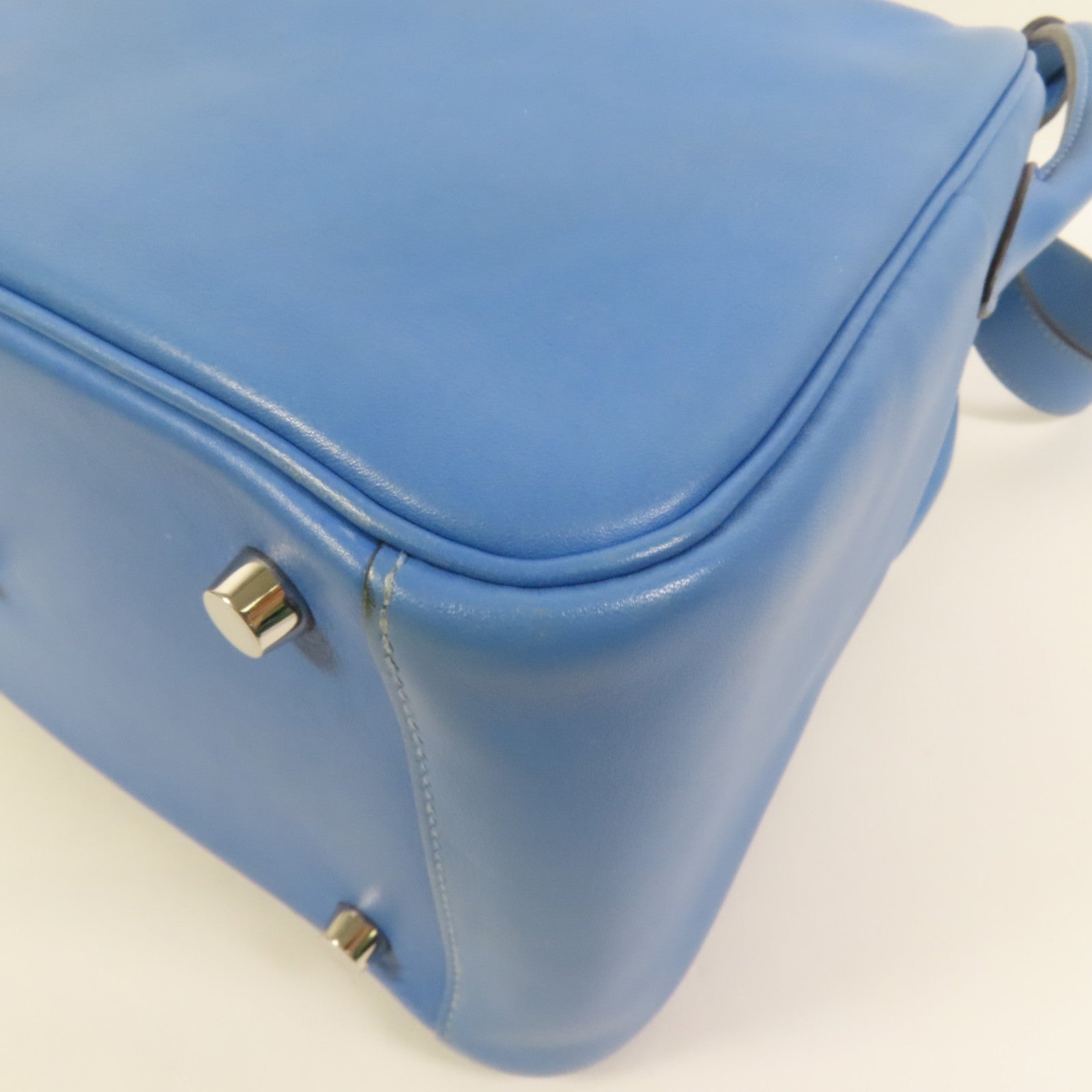 HERMES Swift皮革Lindy 26銀扣手挽肩背兩用袋Bleu Pardis