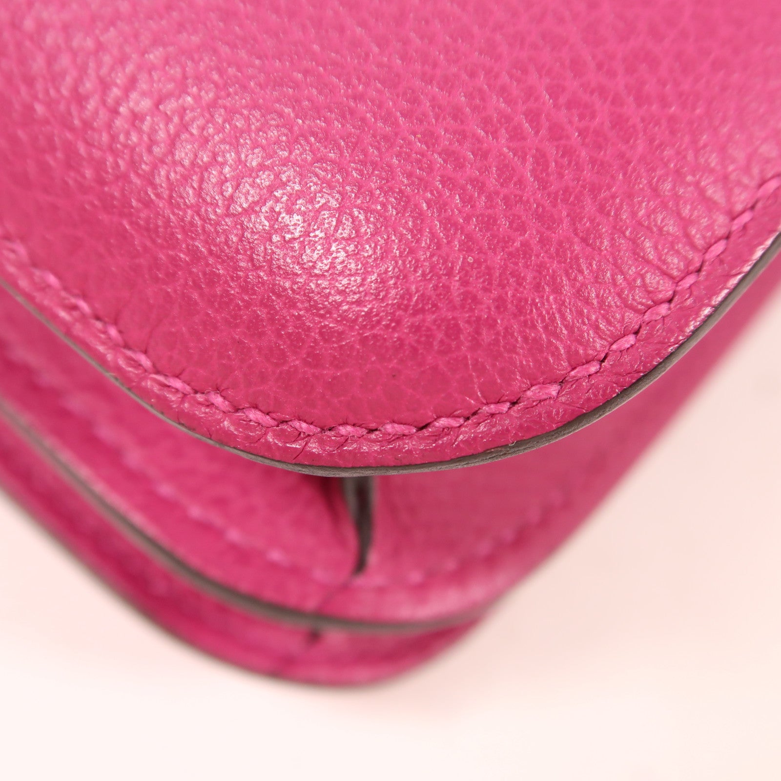 HERMES【激減優惠】 Evercolor皮革Constance Mini銀扣肩背袋L3 Rose Purple