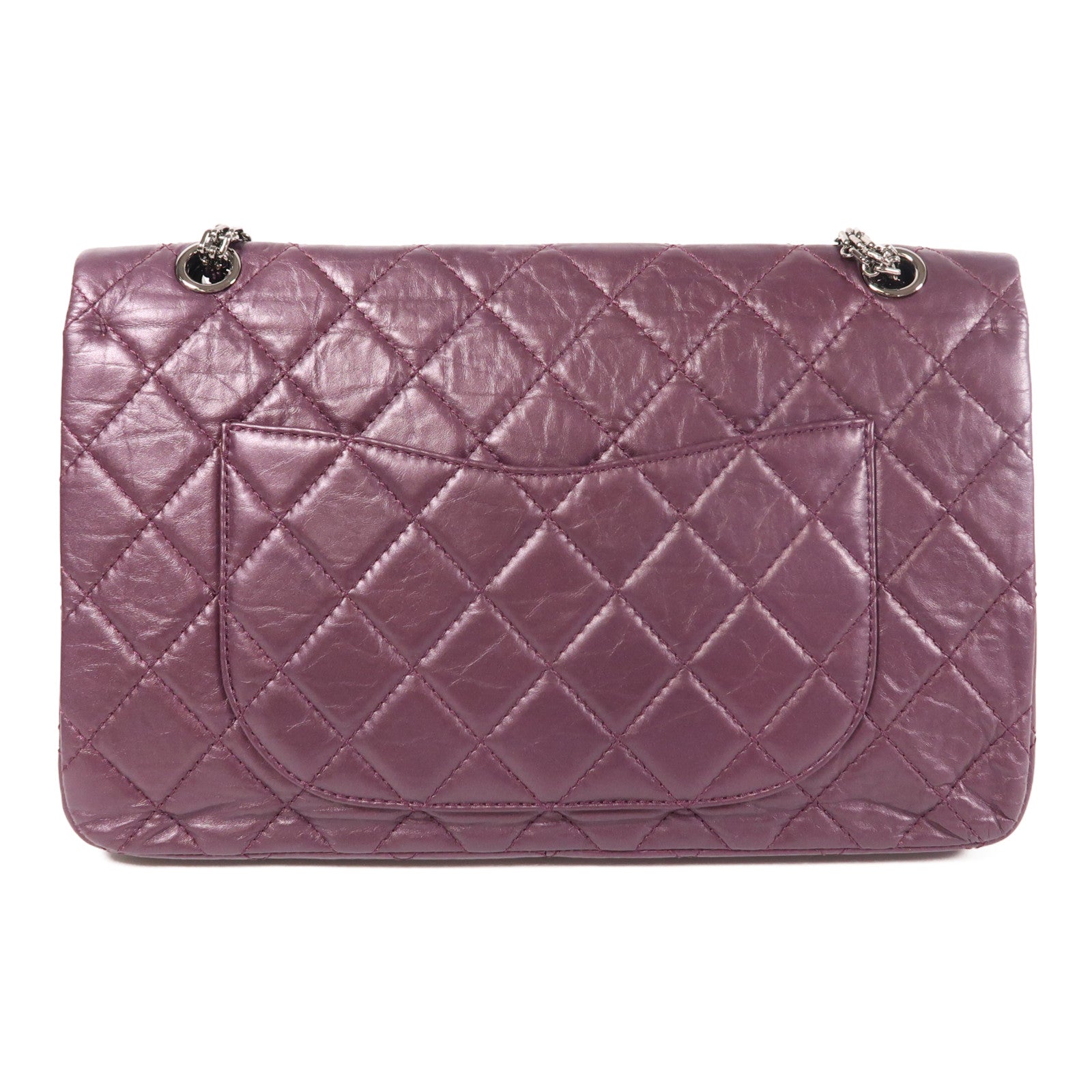 CHANEL 牛皮皮革2.55 Jumbo銀扣鏈帶肩背袋