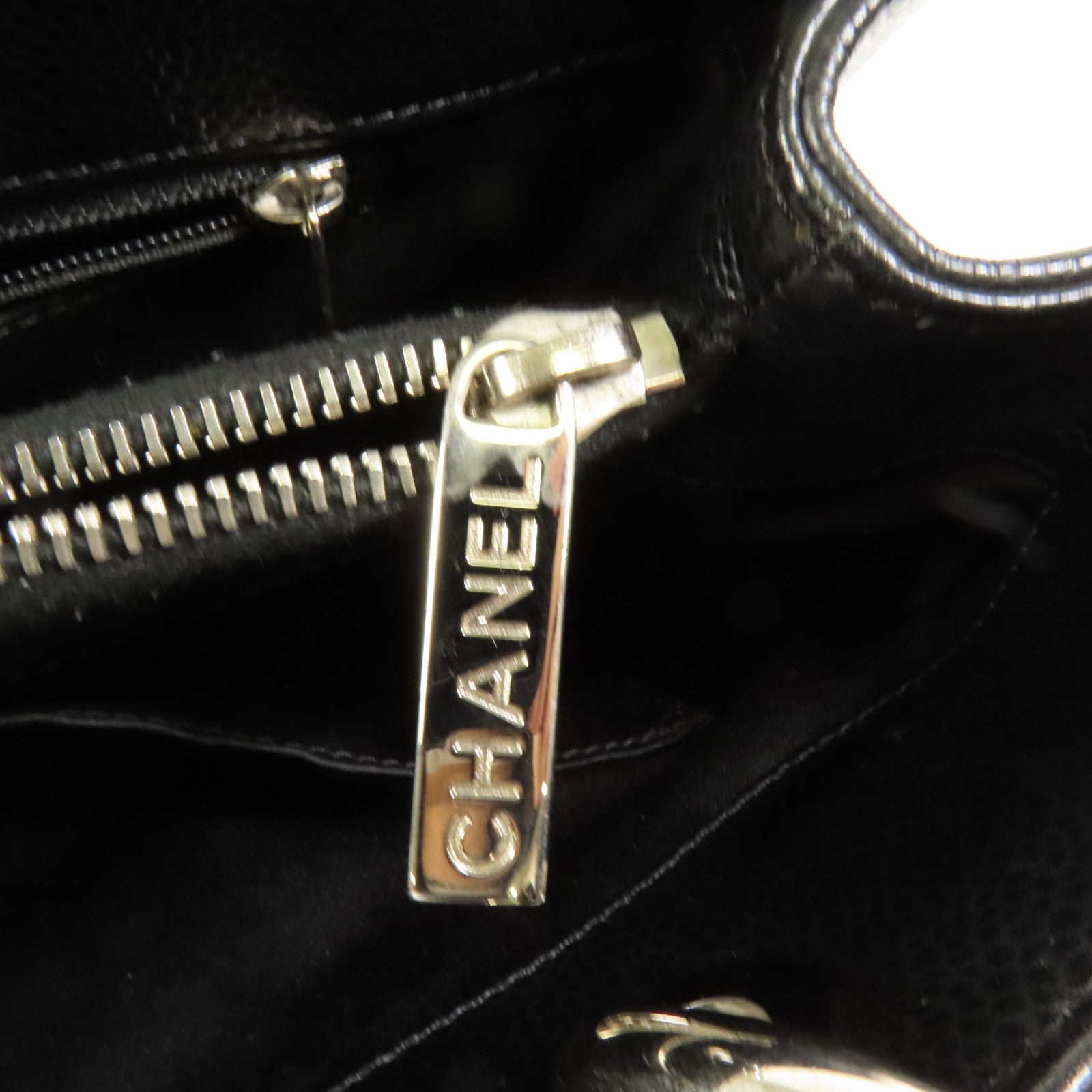 CHANEL 牛皮皮革GST Grand Shopping Tote Bag銀扣鏈帶肩背袋