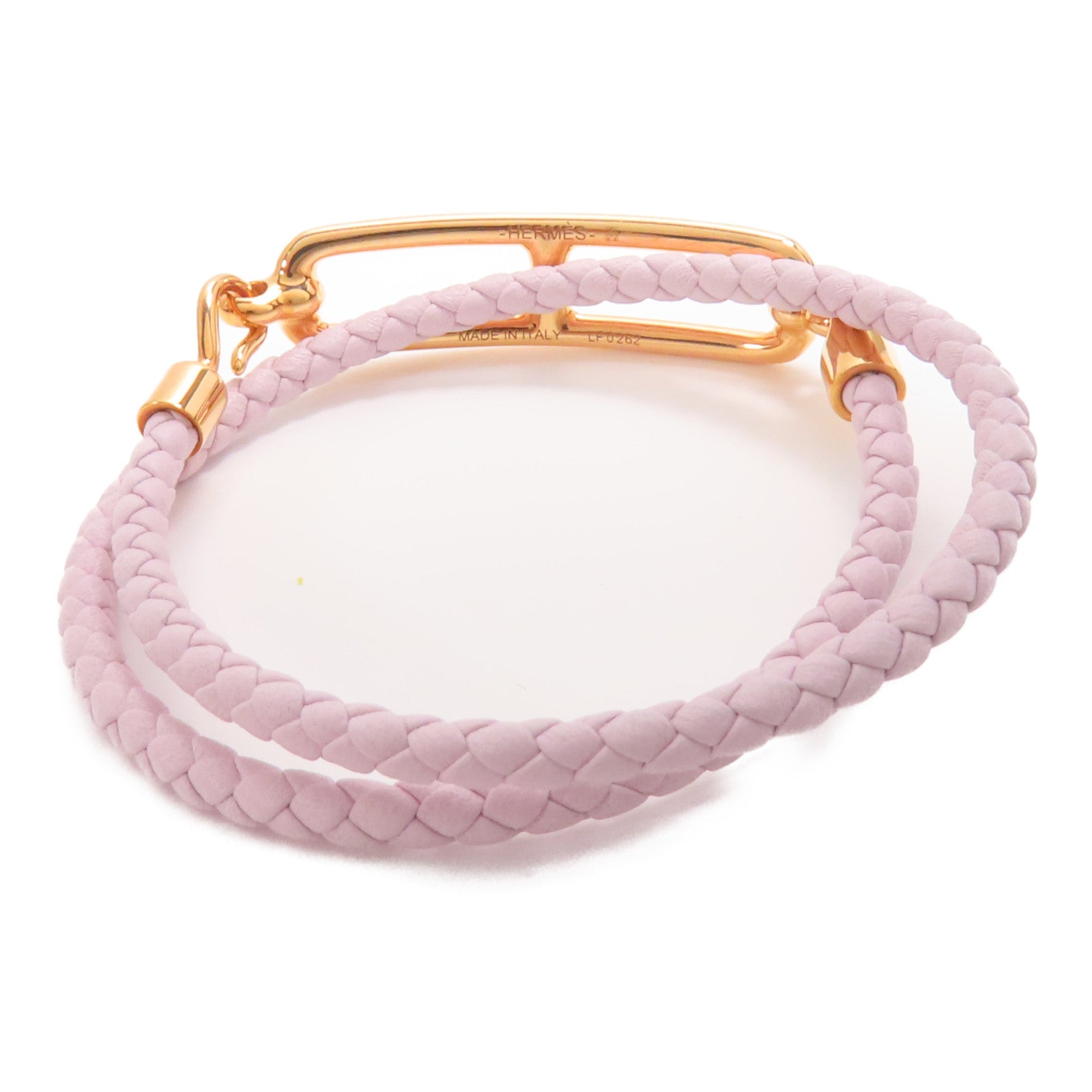 HERMES Swift皮革Roulis Double Tour手鏈Mauve Pale