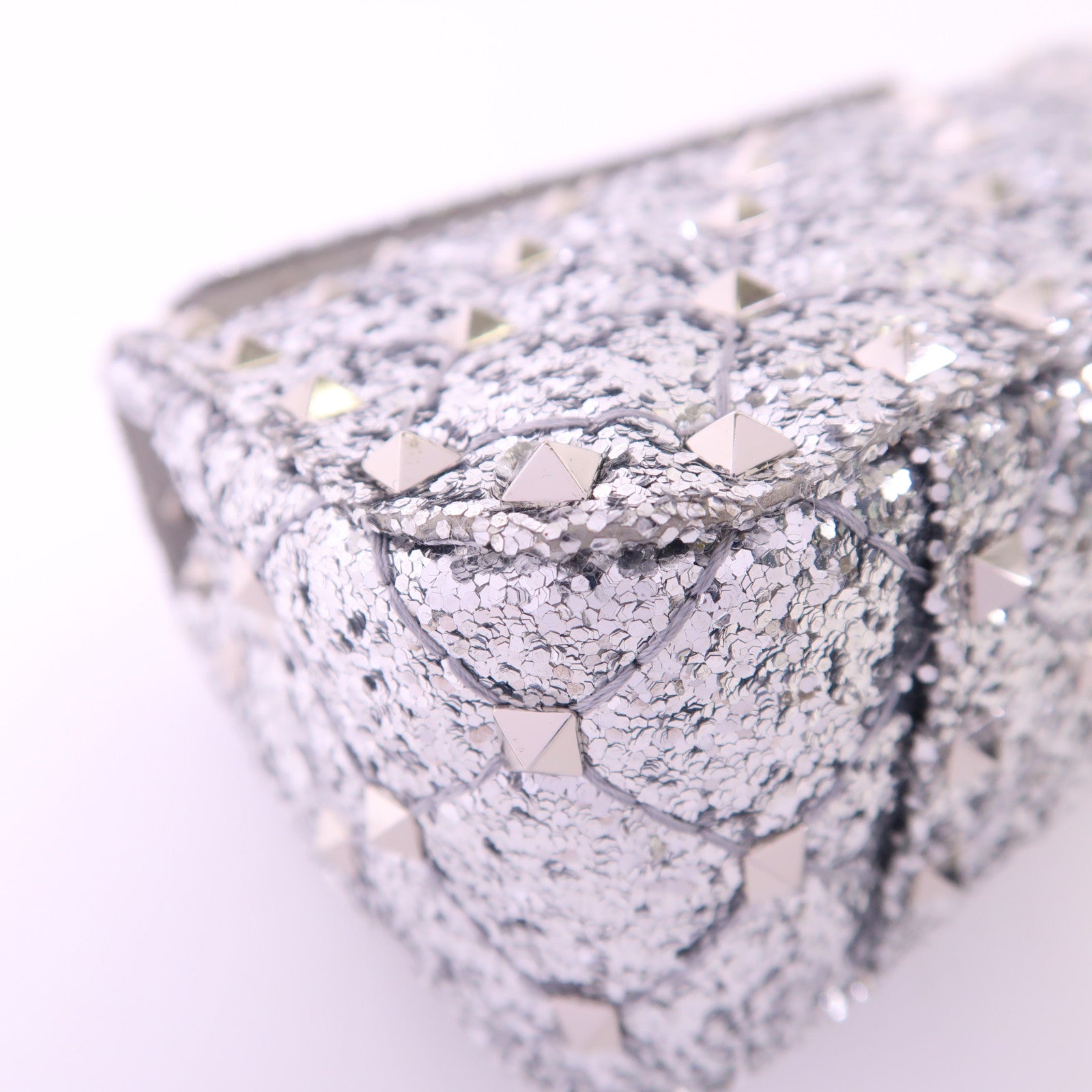 Valentino 皮革/亮片Mini Rockstud銀扣手挽肩背兩用袋