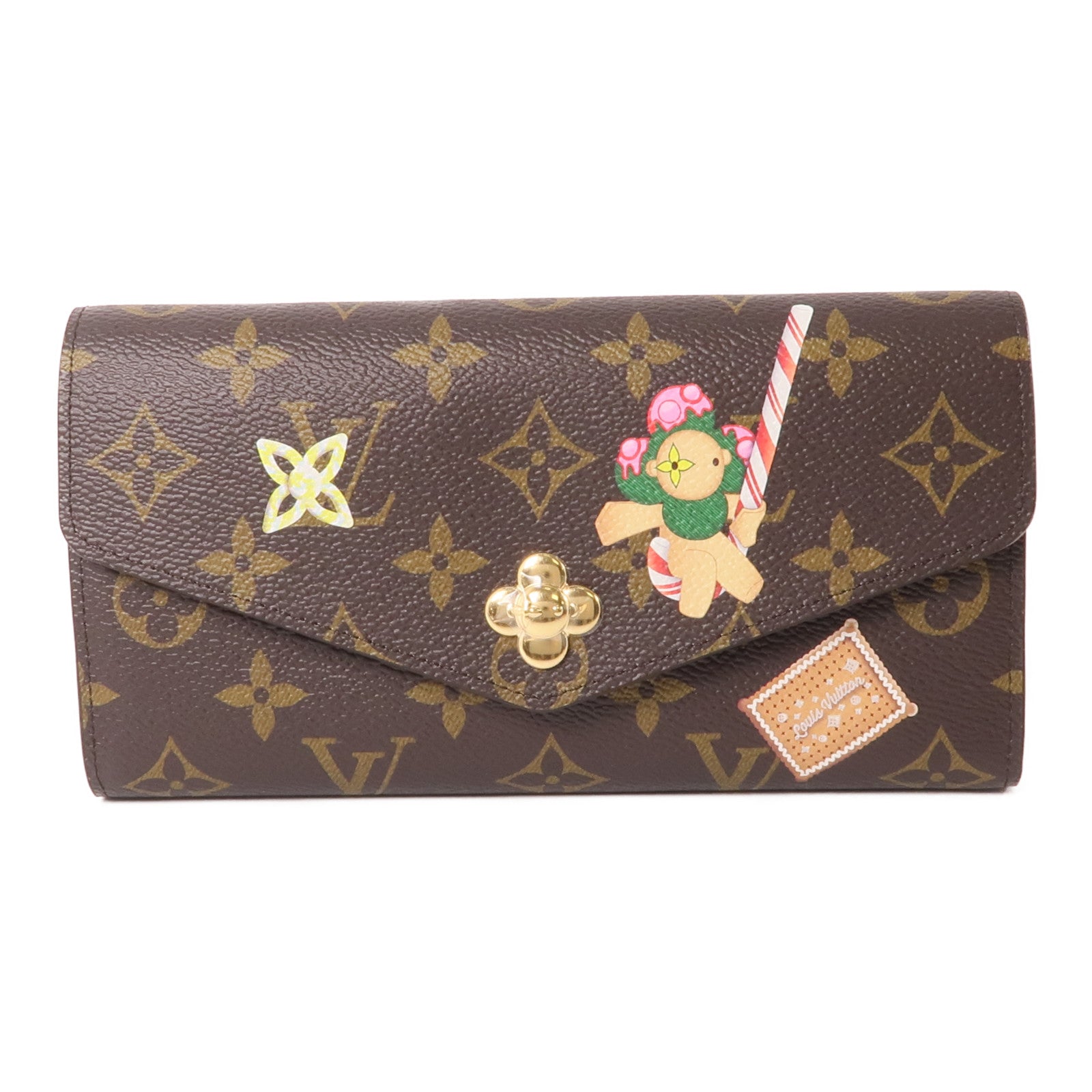 LOUIS VUITTON Monogram Sarah Wallet金扣長錢包棕色
