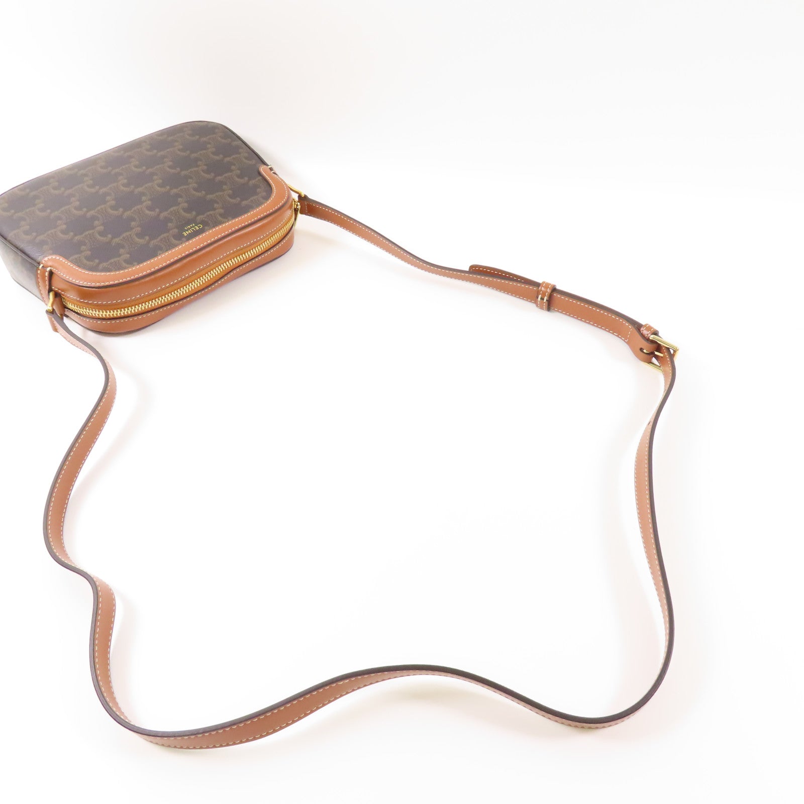 CELINE 塗層帆布Triomphe Camera Bag金扣肩背袋