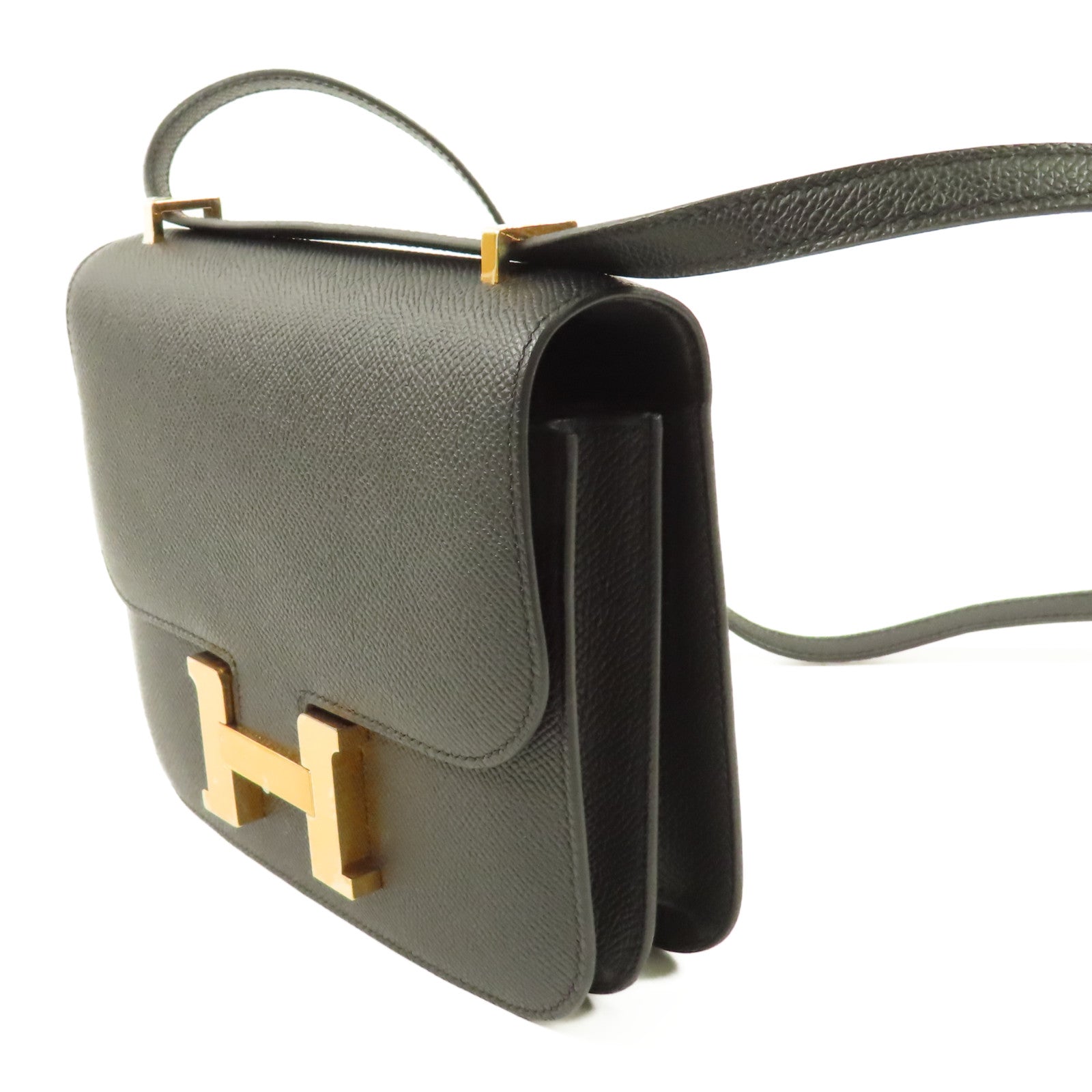 HERMES Epsom皮革Constance Mini玫瑰金扣手挽肩背兩用袋