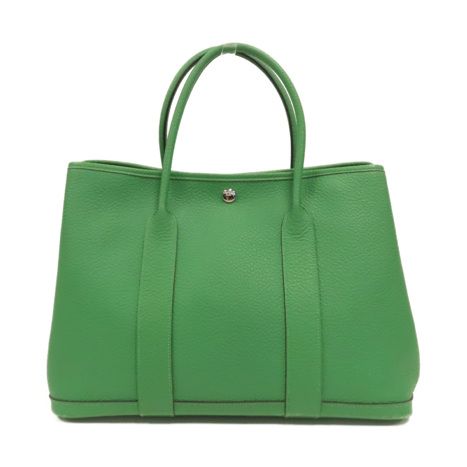 HERMES 【激減優惠】Negonda皮革Garden Party PM銀扣手挽袋Bamboo竹子綠色