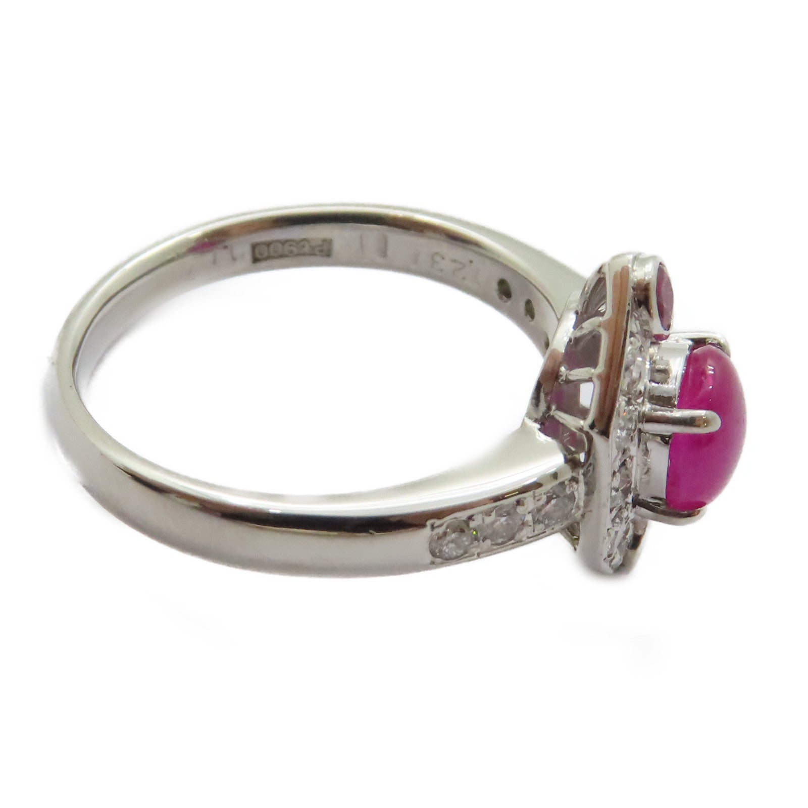 JEWELRY PT900鉑金Pink Sapphire Diamond Ring 1.231ct粉紅藍寶石/0.33ct鑽石戒指US#7.5