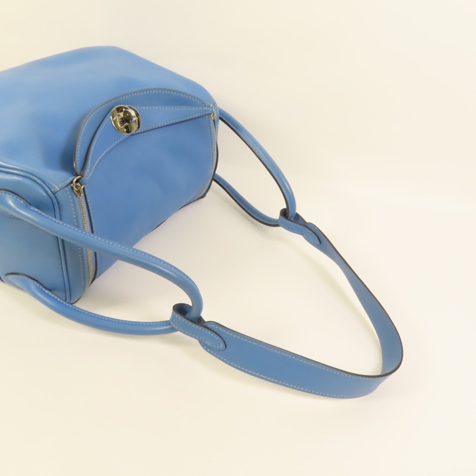 HERMES Swift皮革Lindy 26銀扣手挽肩背兩用袋Bleu Pardis