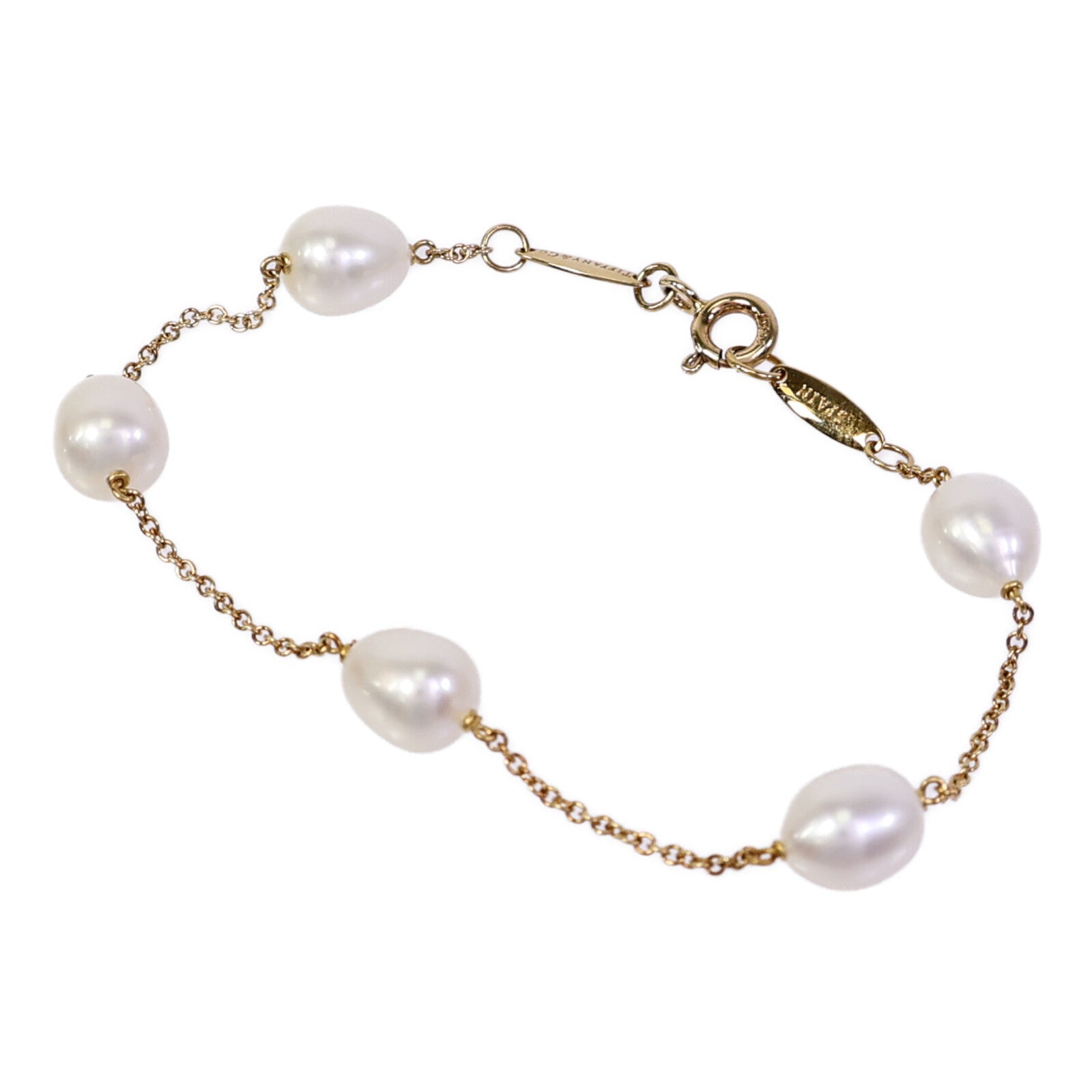 TIFFANY＆CO 18K黃金Pearls By The Yard Bracelet珍珠手鏈