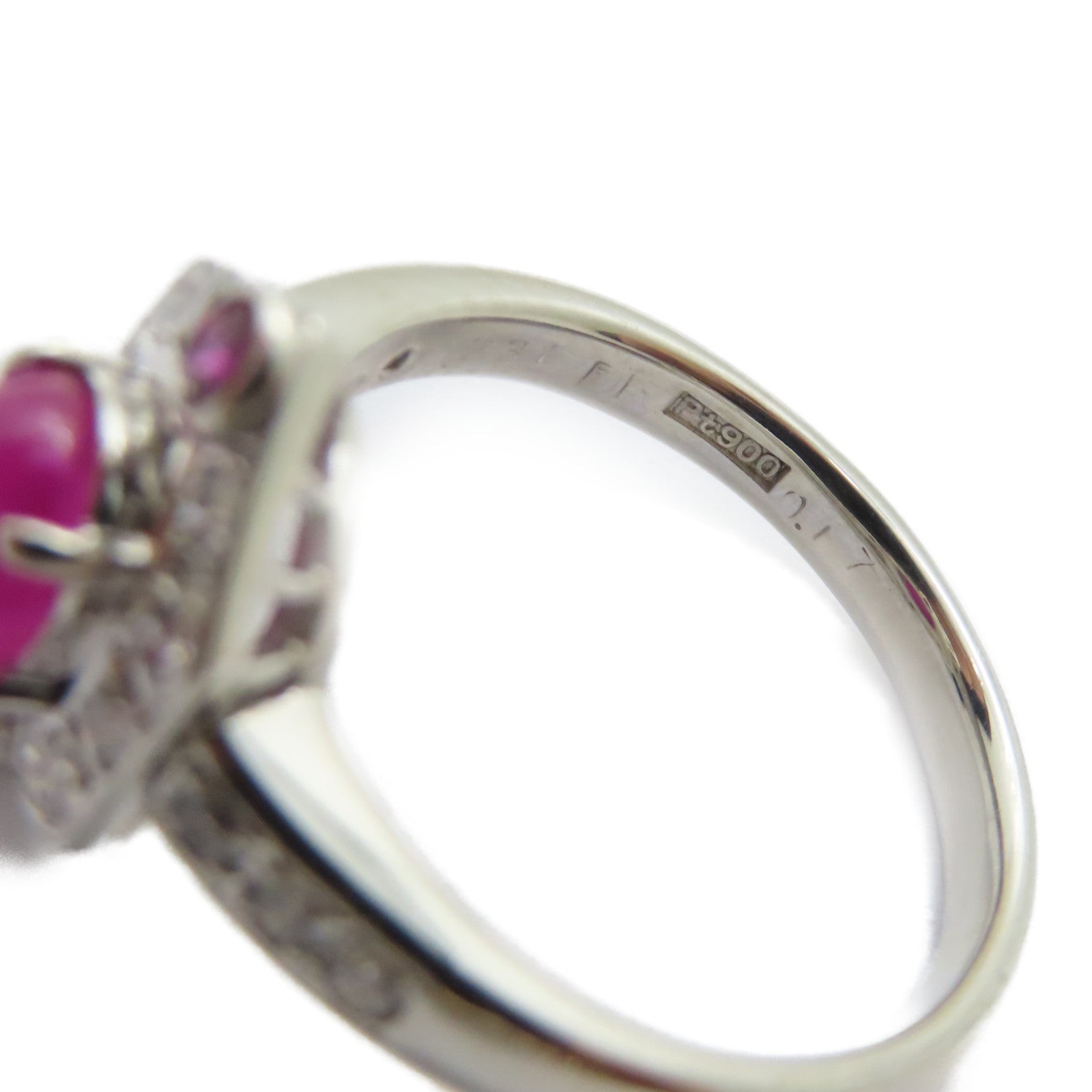 JEWELRY PT900鉑金Pink Sapphire Diamond Ring 1.231ct粉紅藍寶石/0.33ct鑽石戒指US#7.5