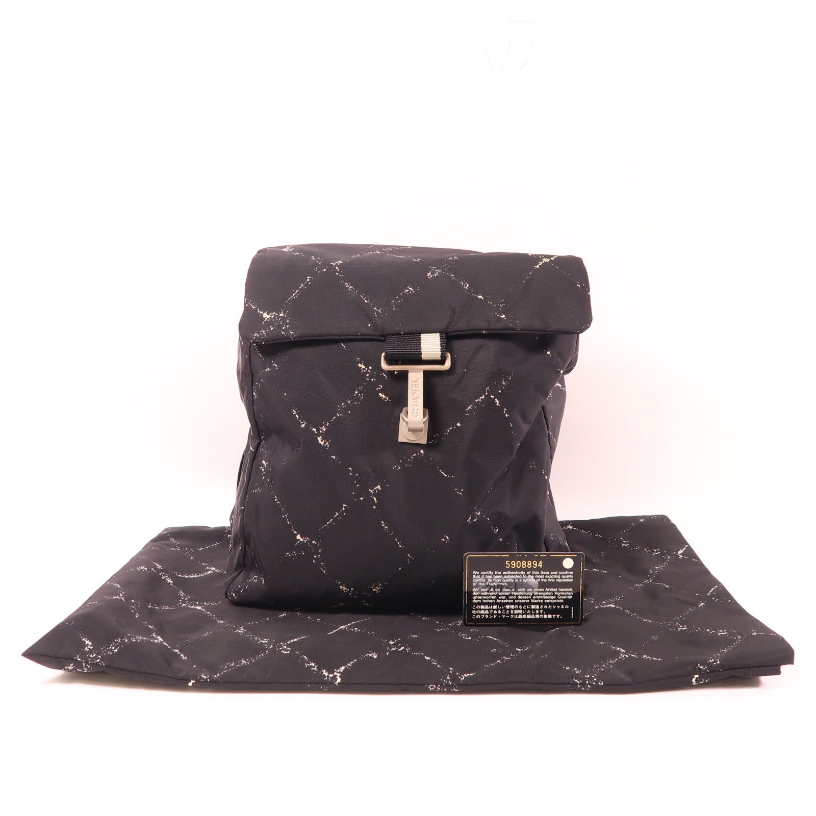 CHANEL CC SHW Travel Line Backpack Nylon Black/White