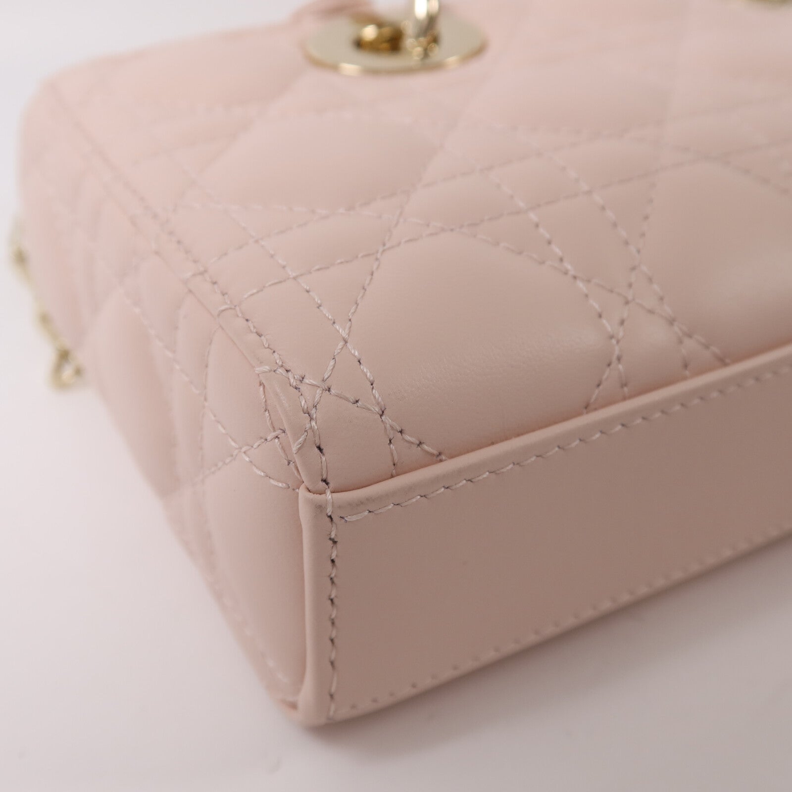 Dior 羊皮皮革Small Lady D-Joy Bag金扣鏈帶手挽肩背兩用袋