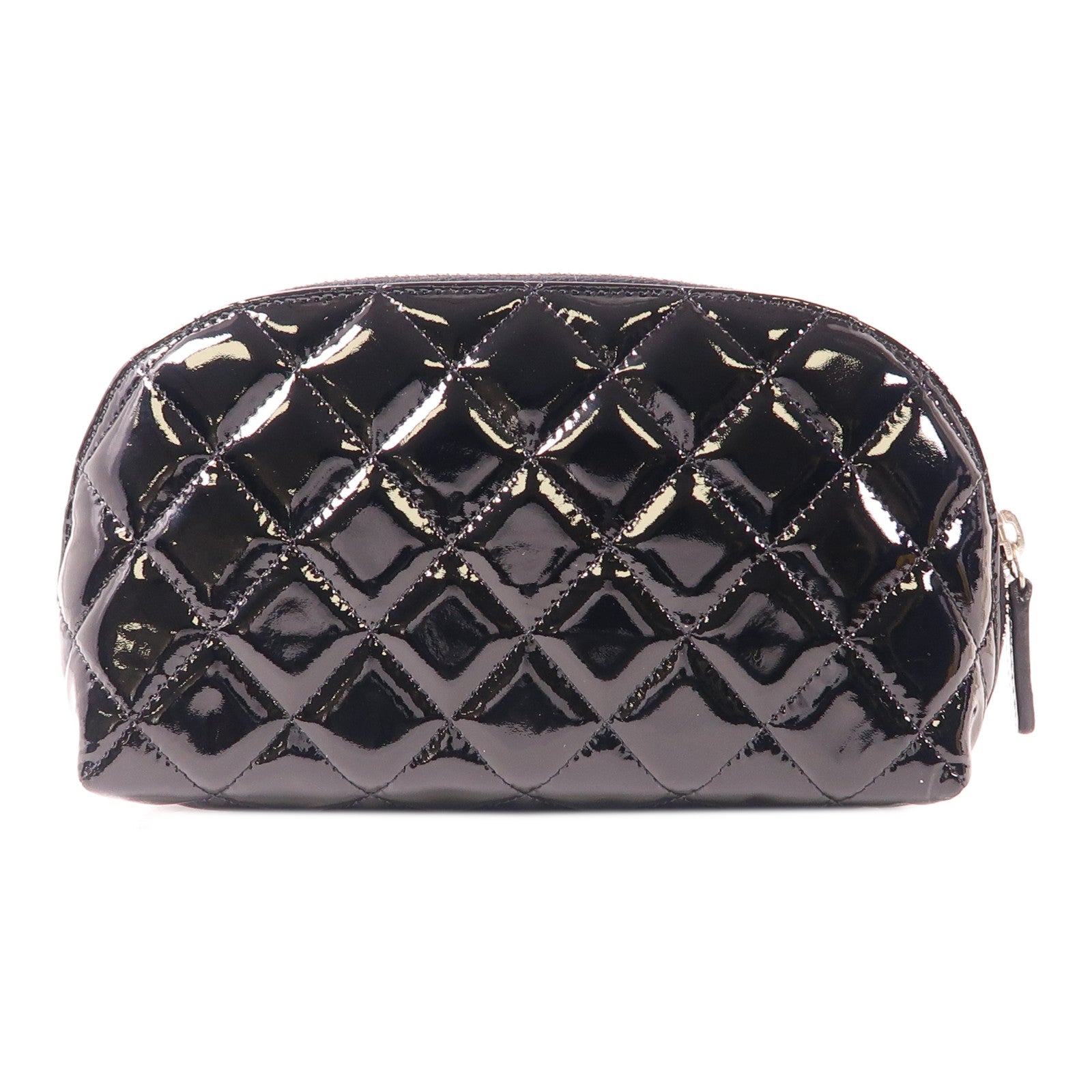 CHANEL 漆皮皮革Pouch銀扣手拿包