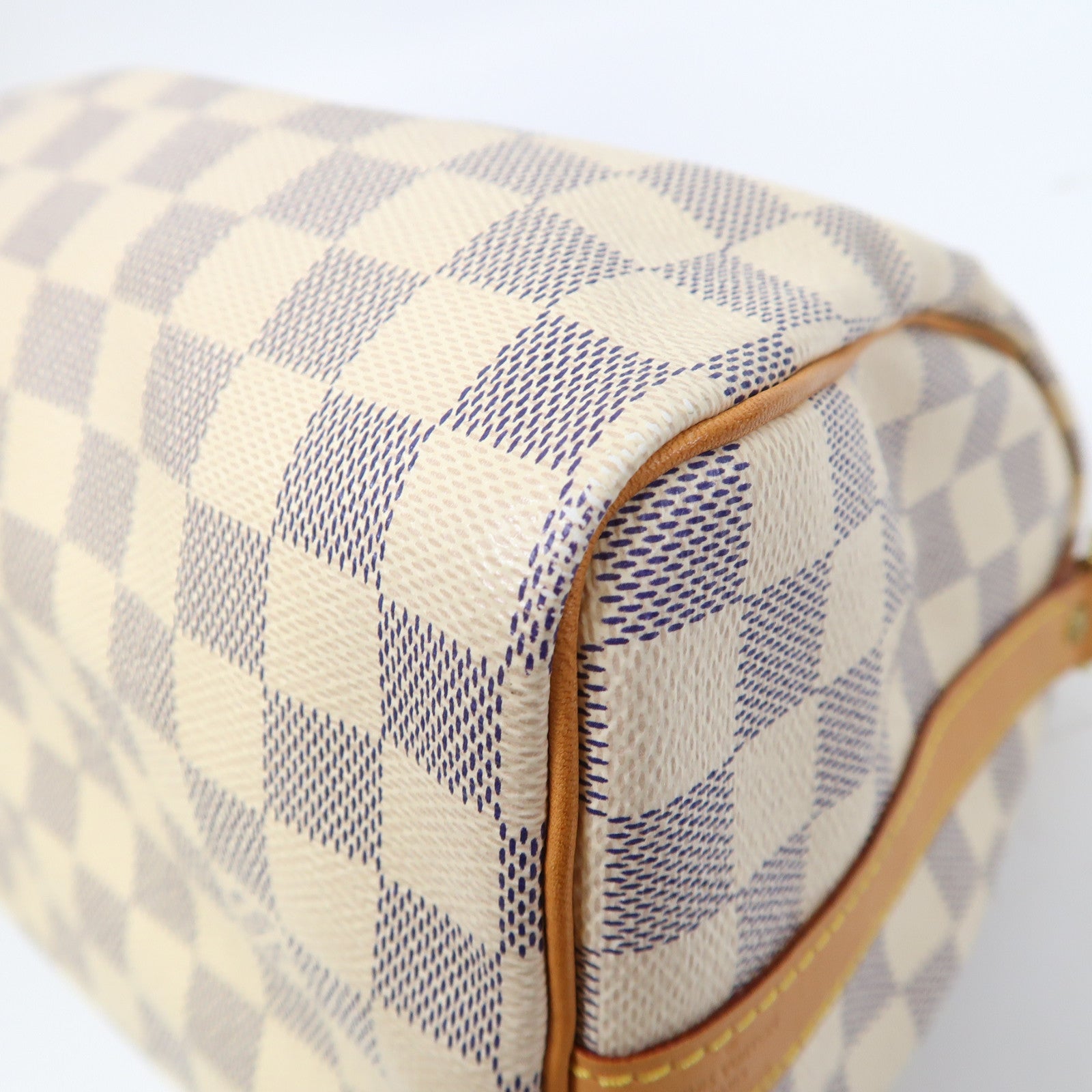 LOUIS VUITTON Damier Azur Speedy Bandoulière 25金扣手挽肩背兩用袋白色