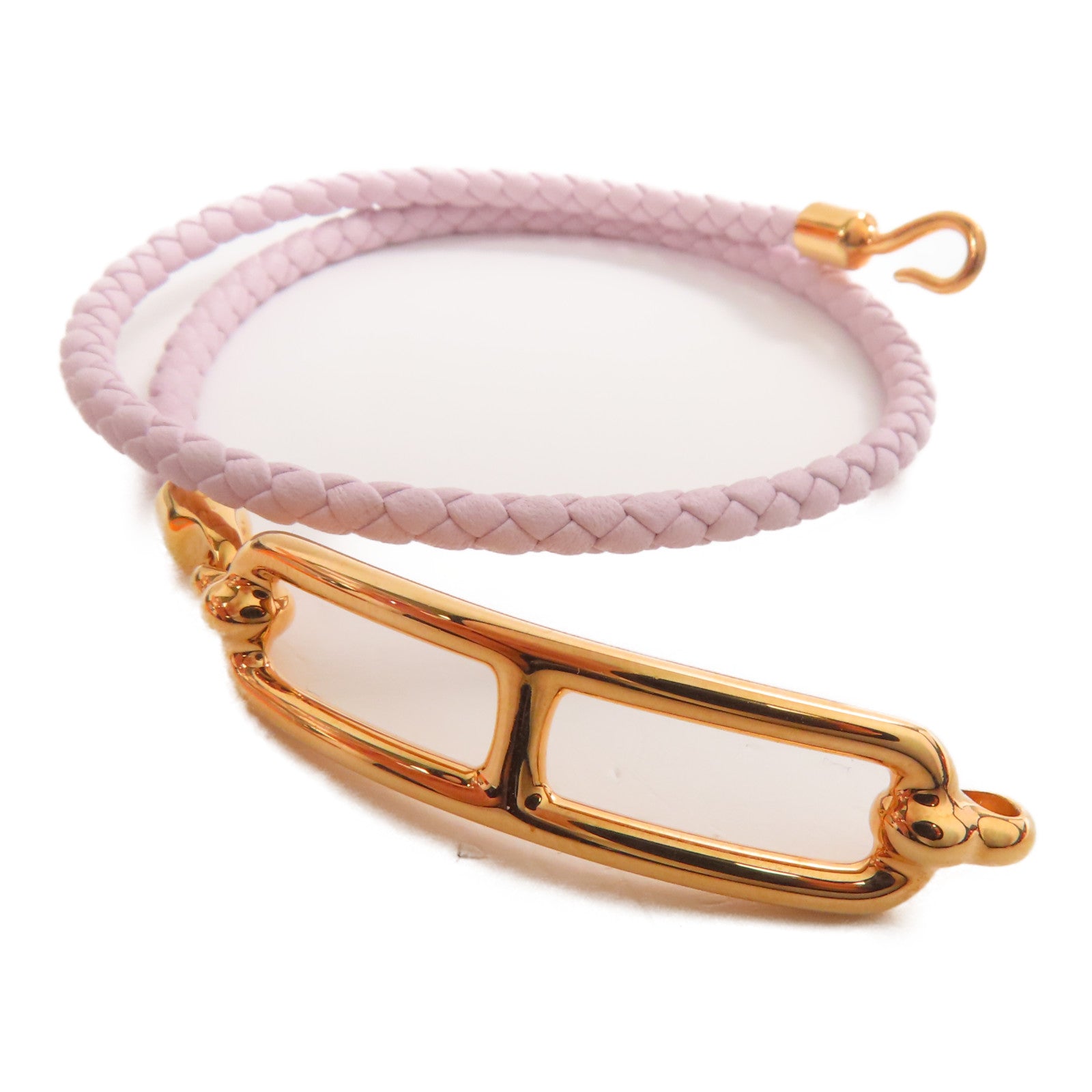 HERMES 【激減優惠】Swift皮革Roulis Double Tour手鏈Mauve Pale