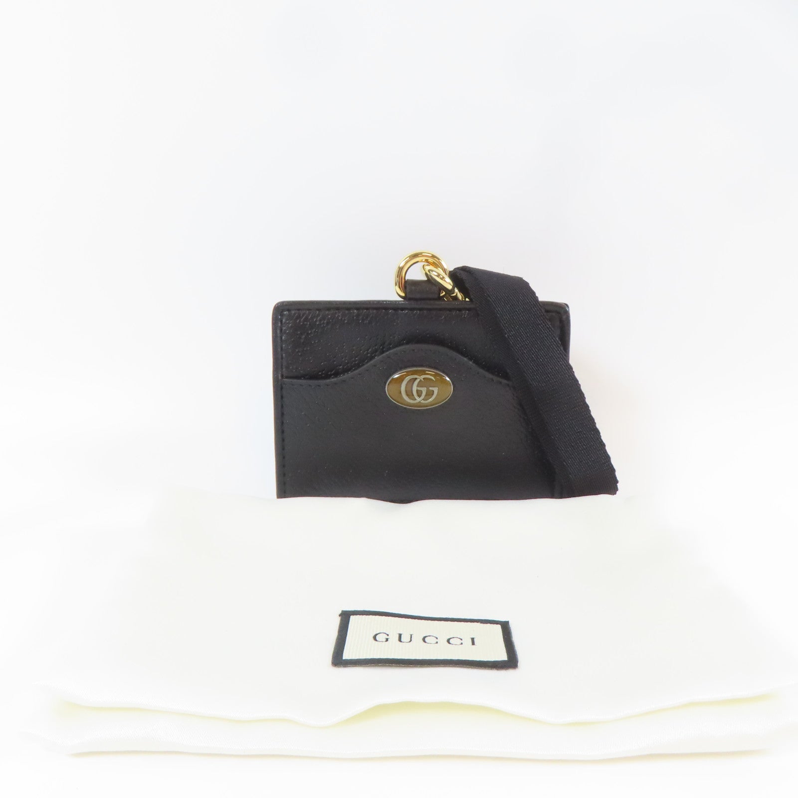 GUCCI 牛皮皮革Card Case金扣卡片套黑色