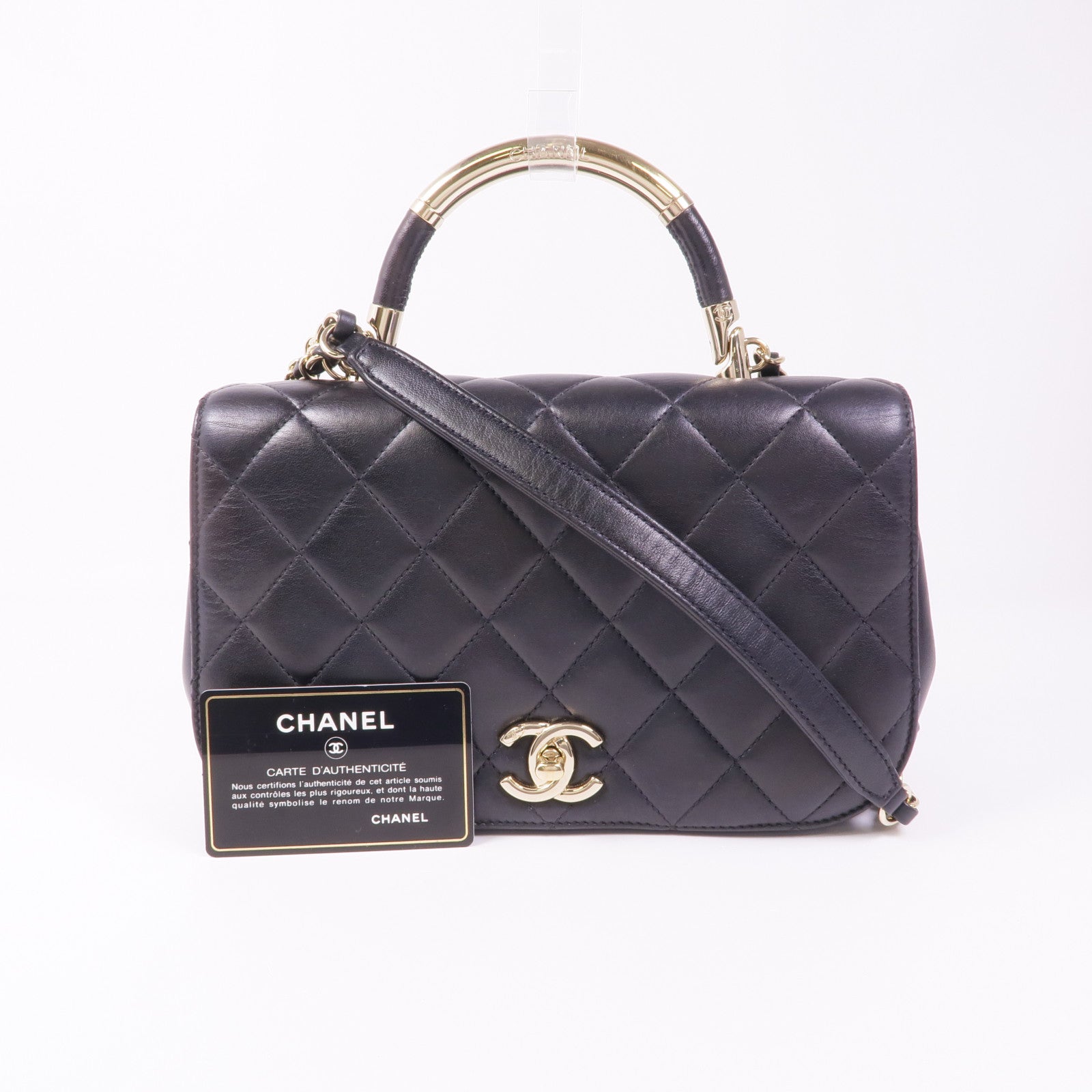 CHANEL 羊皮皮革Chain Shoulder金扣鏈帶肩背袋