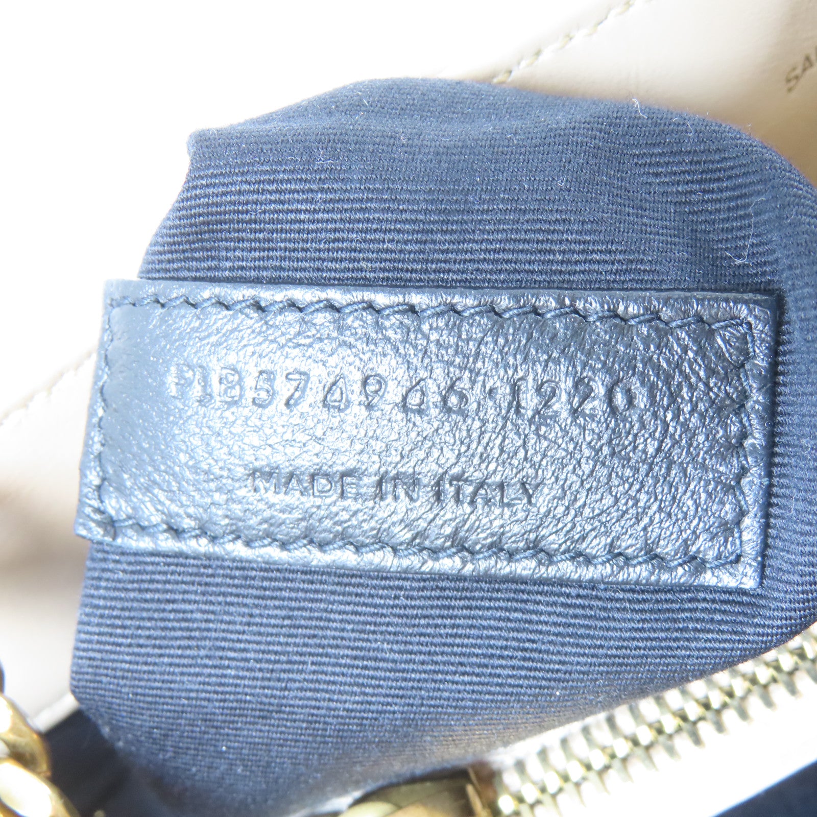 SAINT LAURENT 斜紋牛皮皮革MOON ALMA金扣肩背袋米色