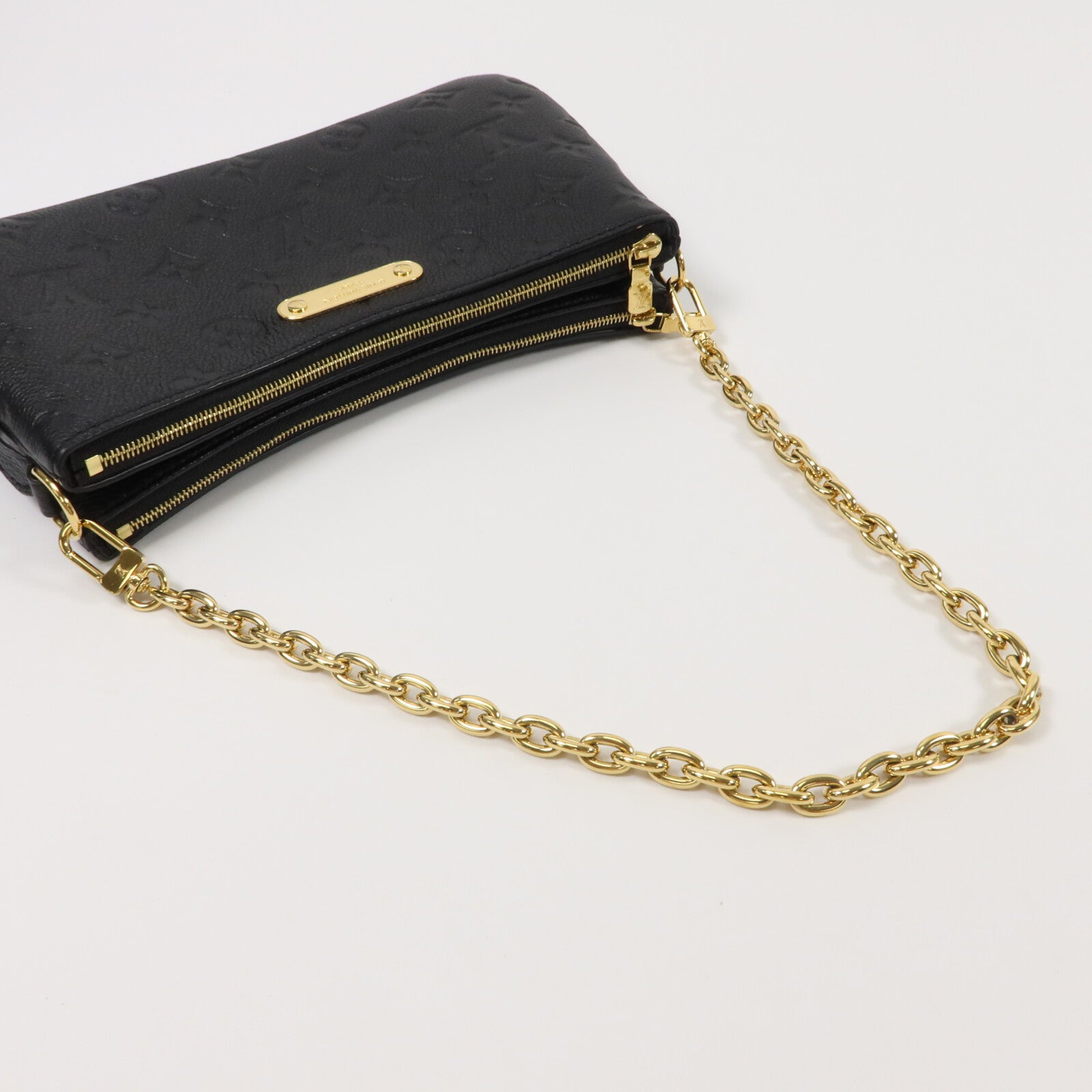 LOUIS VUITTON Monogram Empreinte Liv Pochette鏈帶手挽肩背兩用袋
