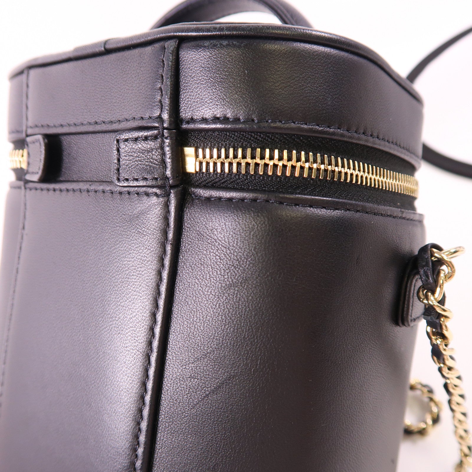 CHANEL CC GHW Vanity Case Chain 2 Way Bag AS0323 Calfskin Leather Black
