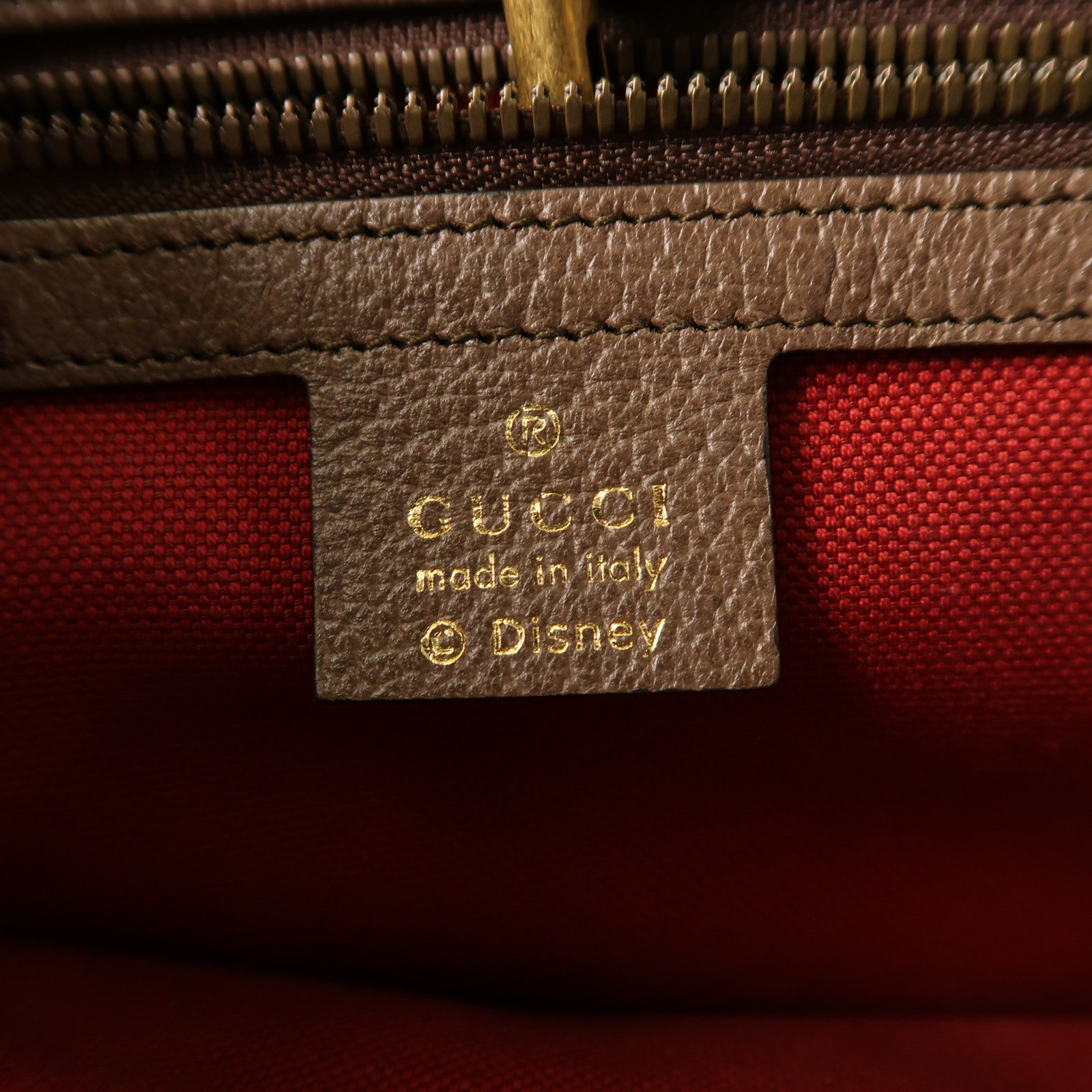 GUCCI 塗層帆布/牛皮皮革Gucci x Disney Donald Duck金扣手挽袋