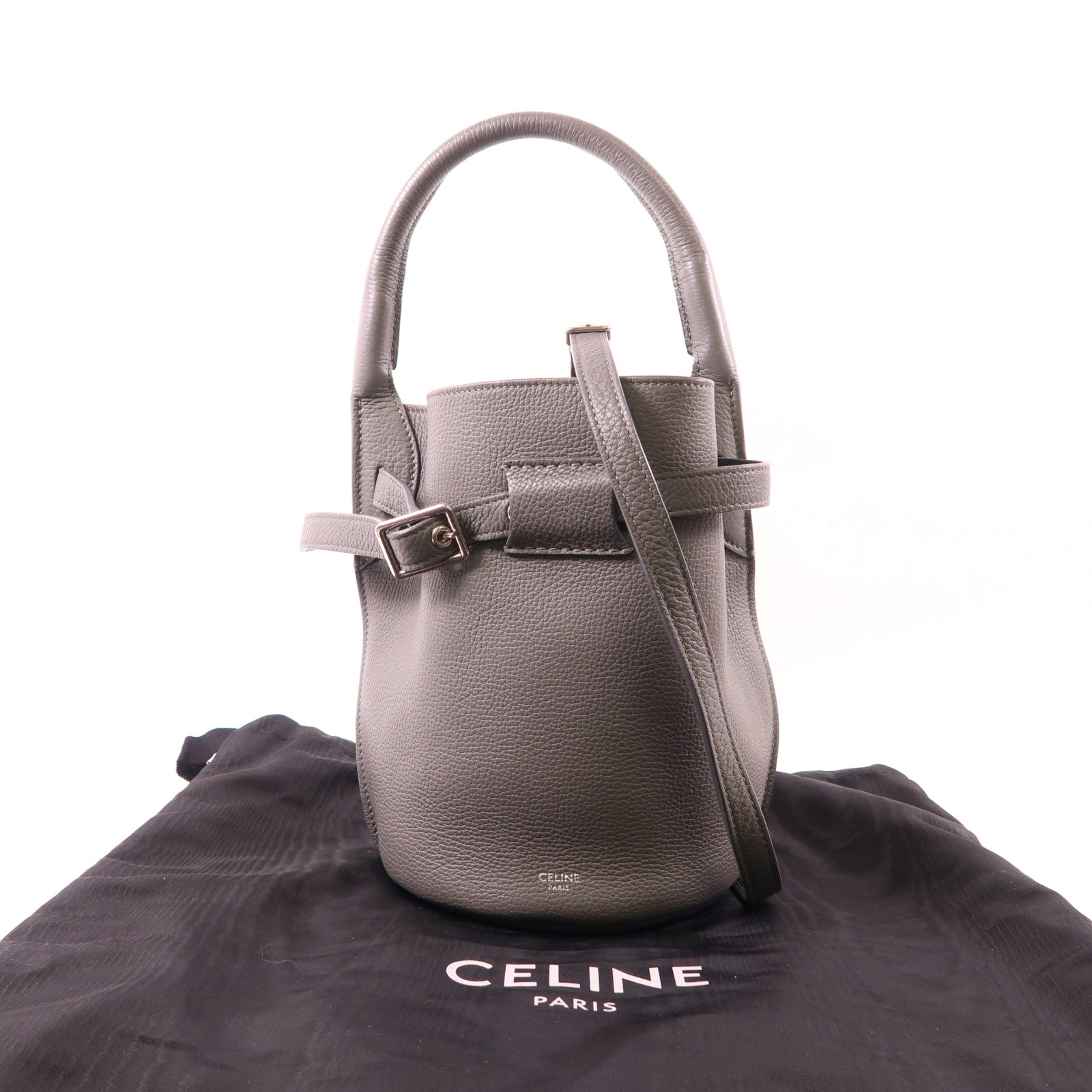 CELINE 牛皮皮革Nano Bucket銀扣手挽肩背兩用袋