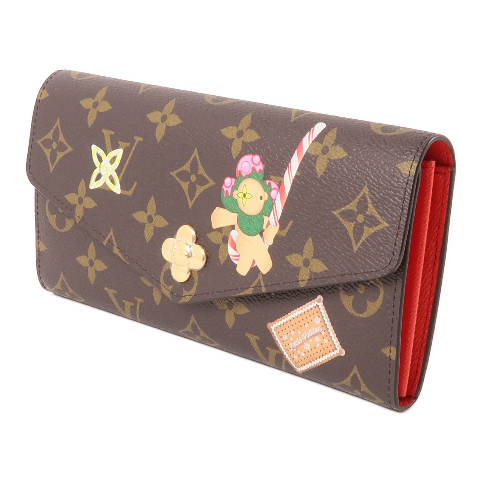 LOUIS VUITTON Monogram Sarah Wallet金扣長錢包棕色