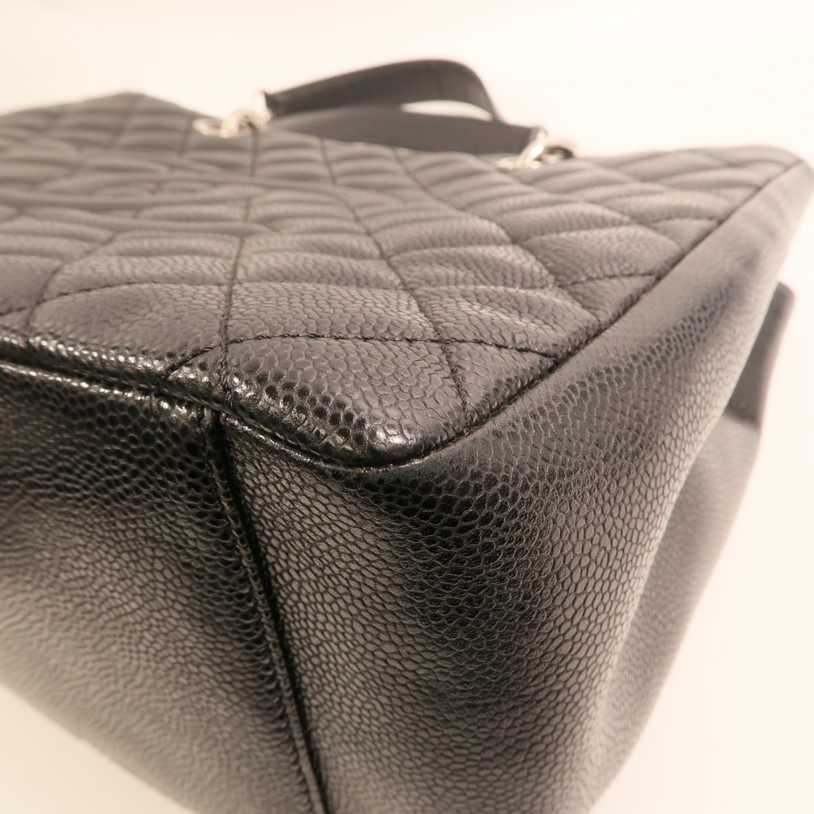 CHANEL 牛皮皮革GST Grand Shopping Tote Bag銀扣鏈帶肩背袋