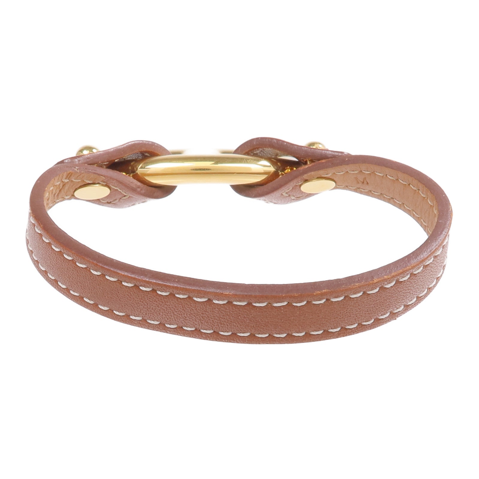 HERMES Tadelakt皮革Granville金扣手鏈Gold