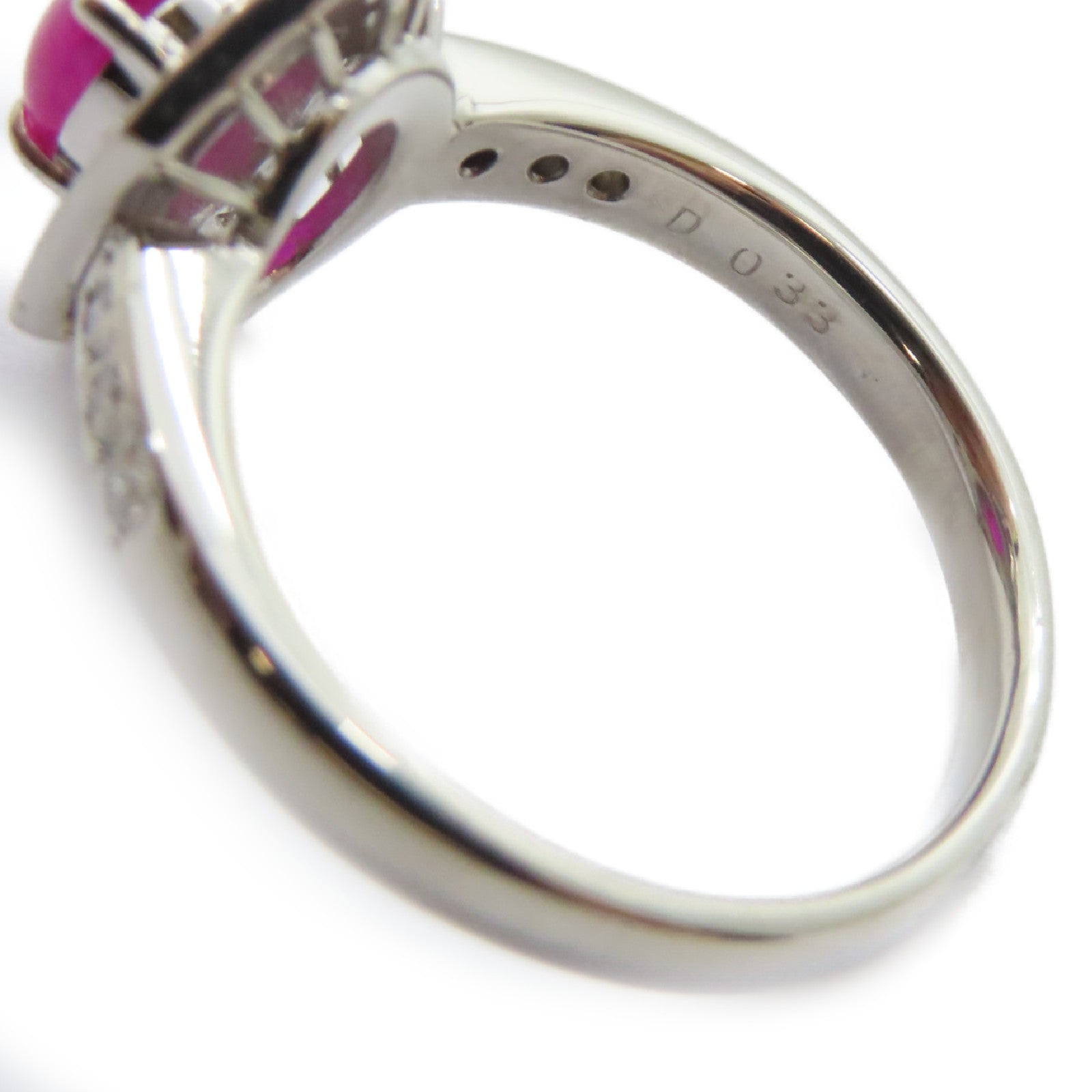 JEWELRY PT900鉑金Pink Sapphire Diamond Ring 1.231ct粉紅藍寶石/0.33ct鑽石戒指US#7.5