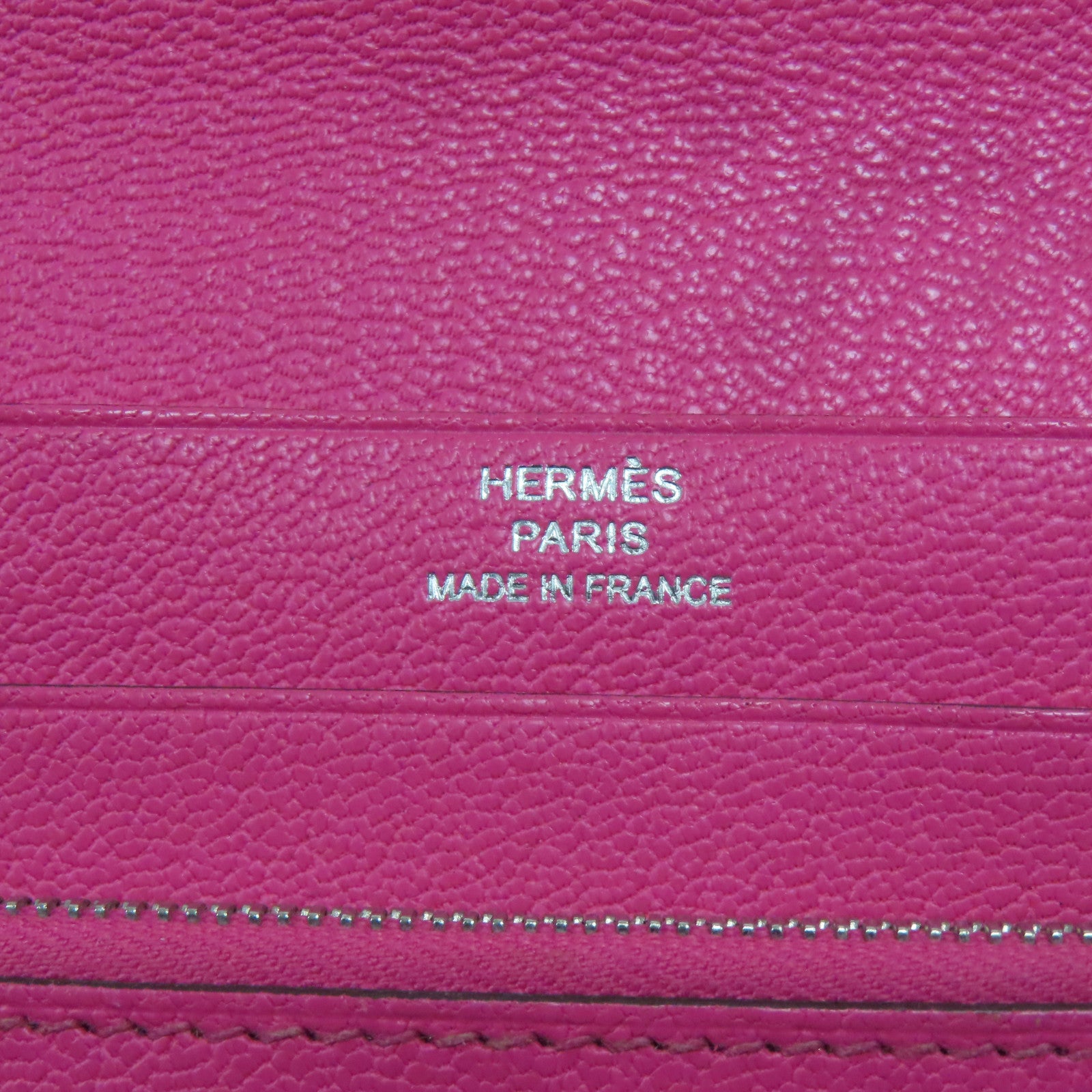 HERMES 【激減優惠】Chevre皮革Wallet銀扣拉鍊長錢包提爾粉色