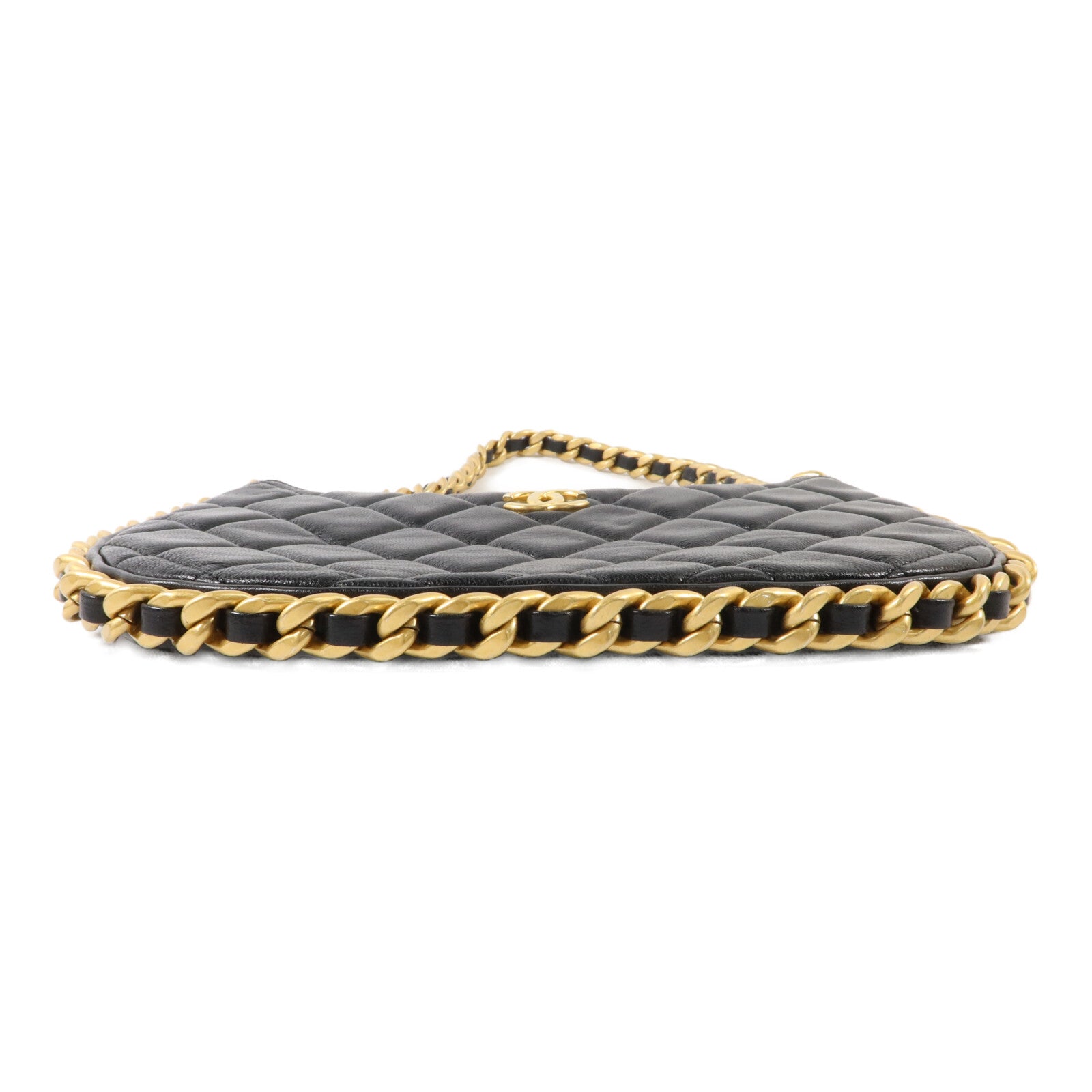 CHANEL 牛皮皮革Hobo Bag鏈帶肩背袋