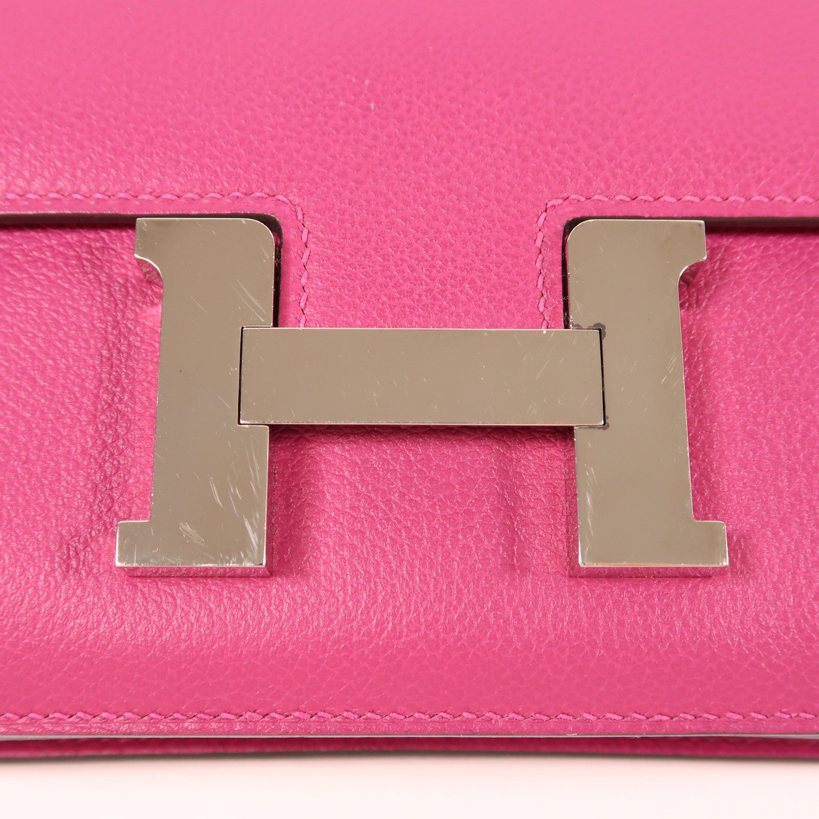 HERMES【激減優惠】 Evercolor皮革Constance Mini銀扣肩背袋L3 Rose Purple