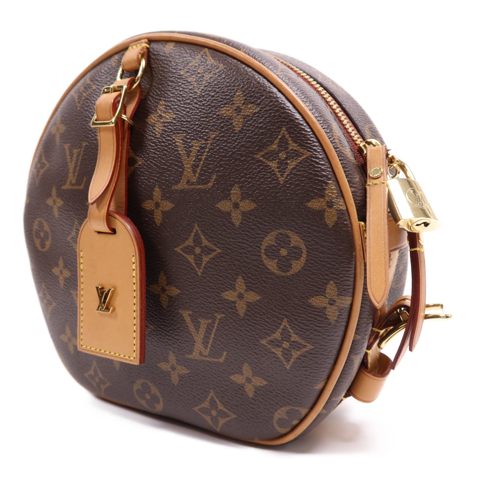 LOUIS VUITTON Monogram Boite Chapeau Souple金扣肩背袋棕色