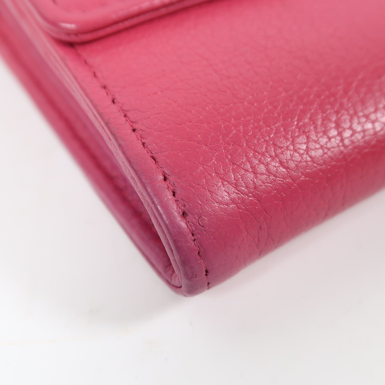 CHANEL 【激減優惠】牛皮皮革Long Wallet銀扣長錢包粉紅色