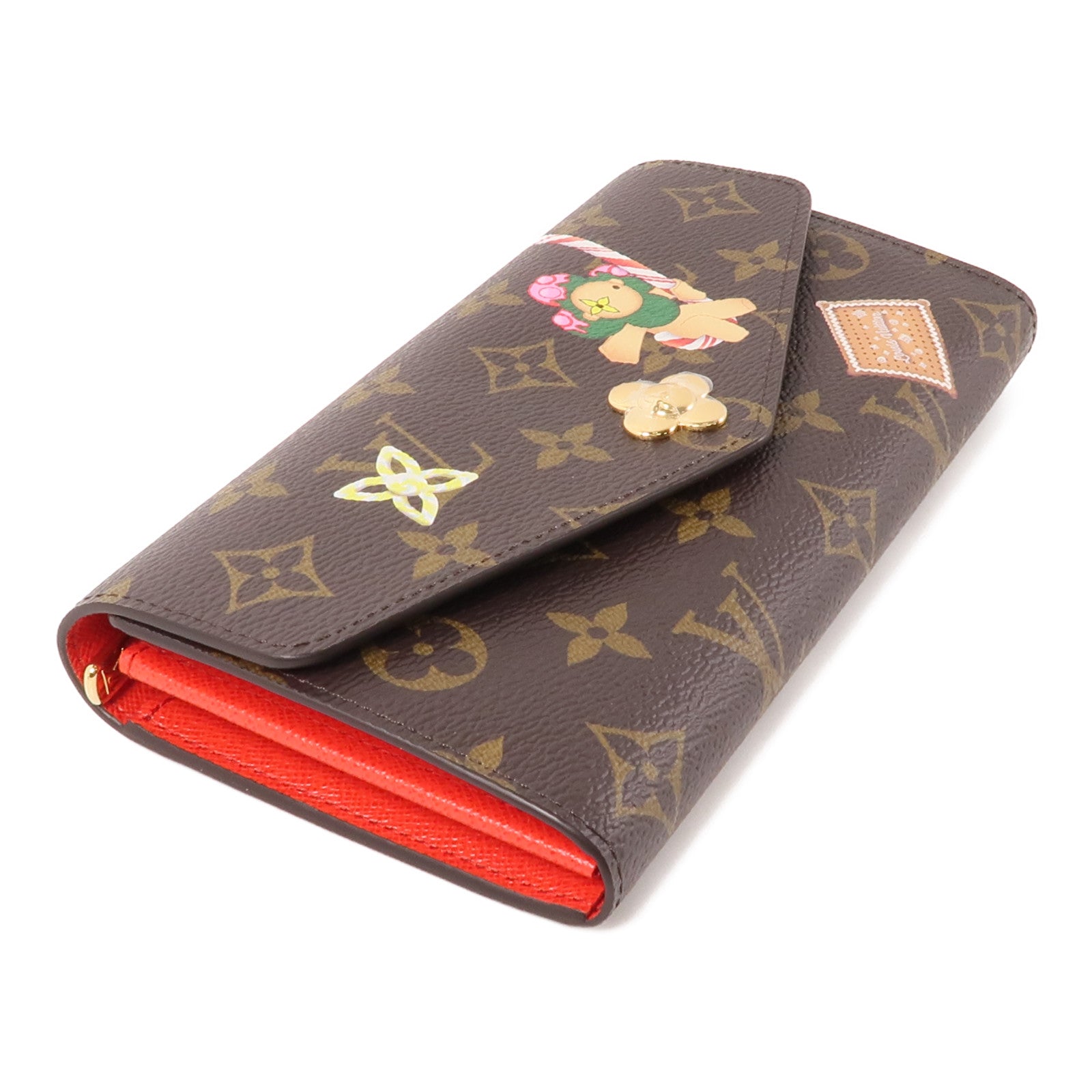 LOUIS VUITTON Monogram Sarah Wallet金扣長錢包棕色