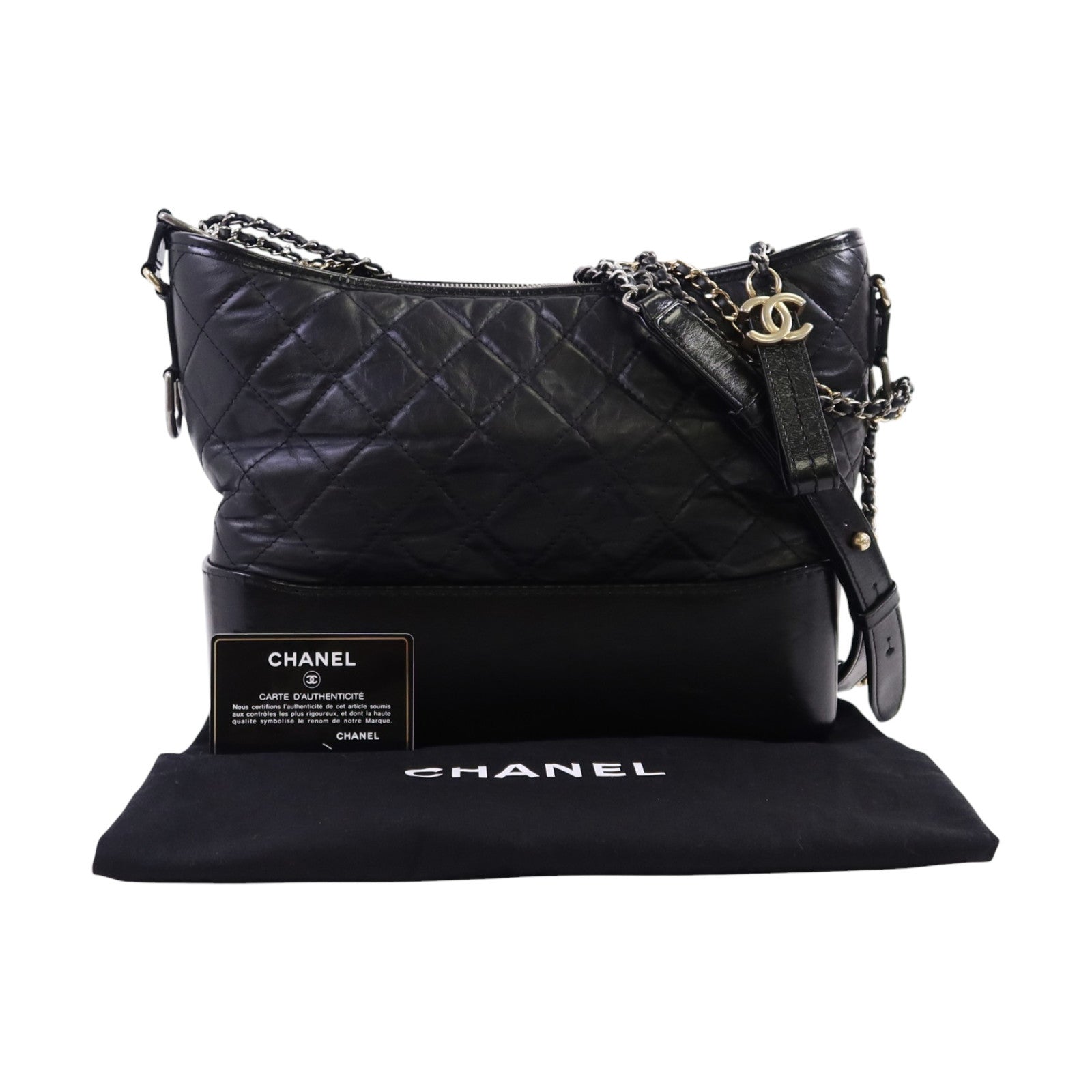 CHANEL 牛皮皮革Medium Gabrielle金扣鏈帶肩背袋