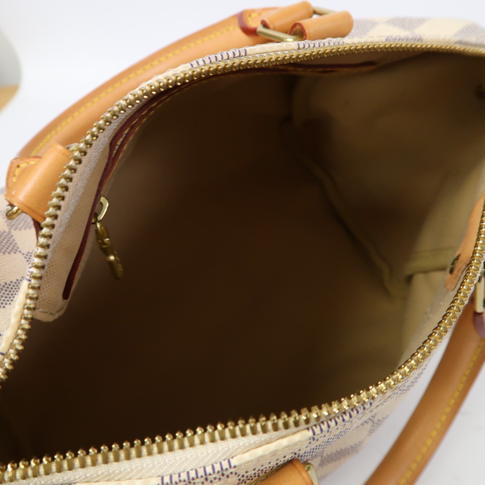 LOUIS VUITTON Damier Azur Speedy Bandoulière 25金扣手挽肩背兩用袋白色