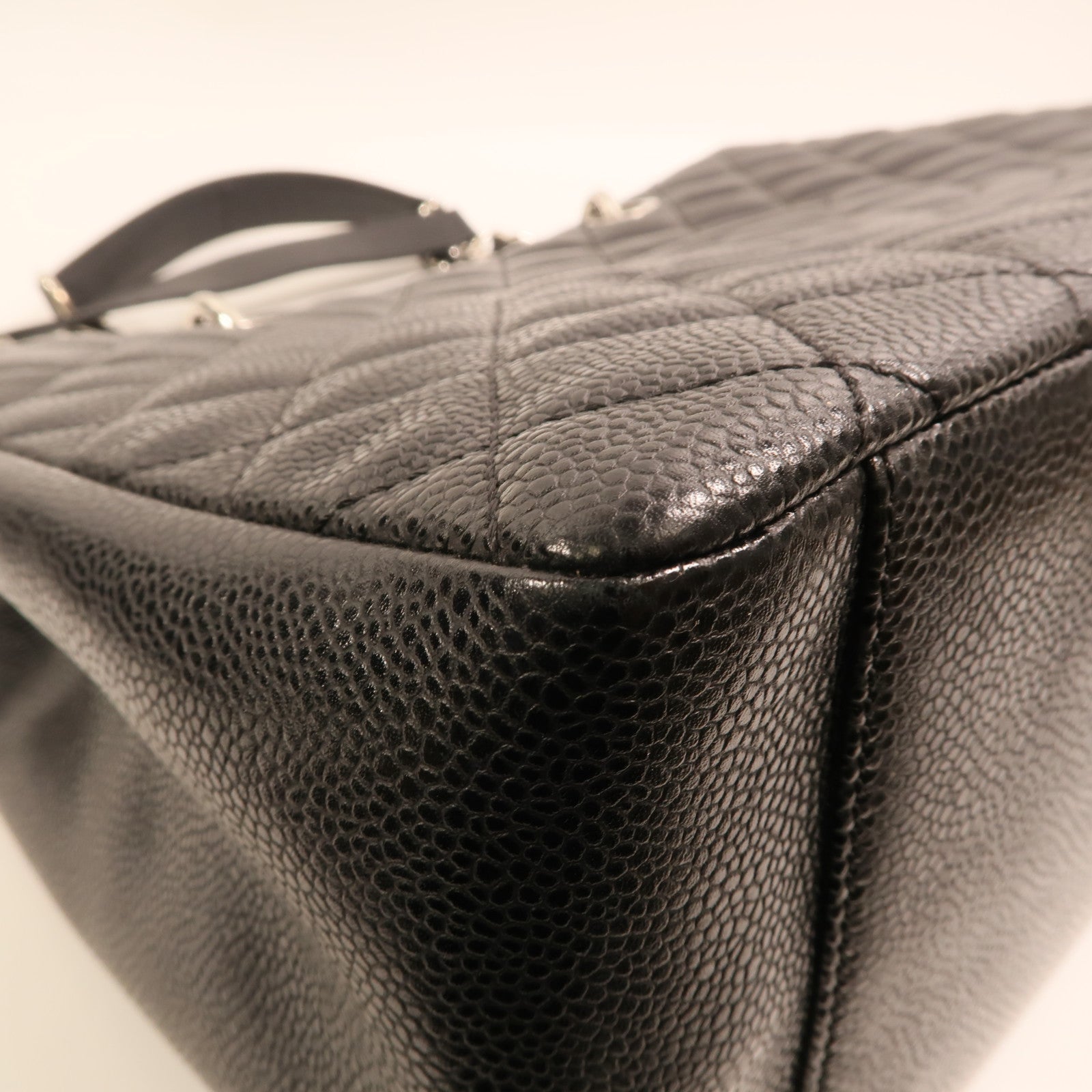 CHANEL 牛皮皮革GST Grand Shopping Tote Bag銀扣鏈帶肩背袋