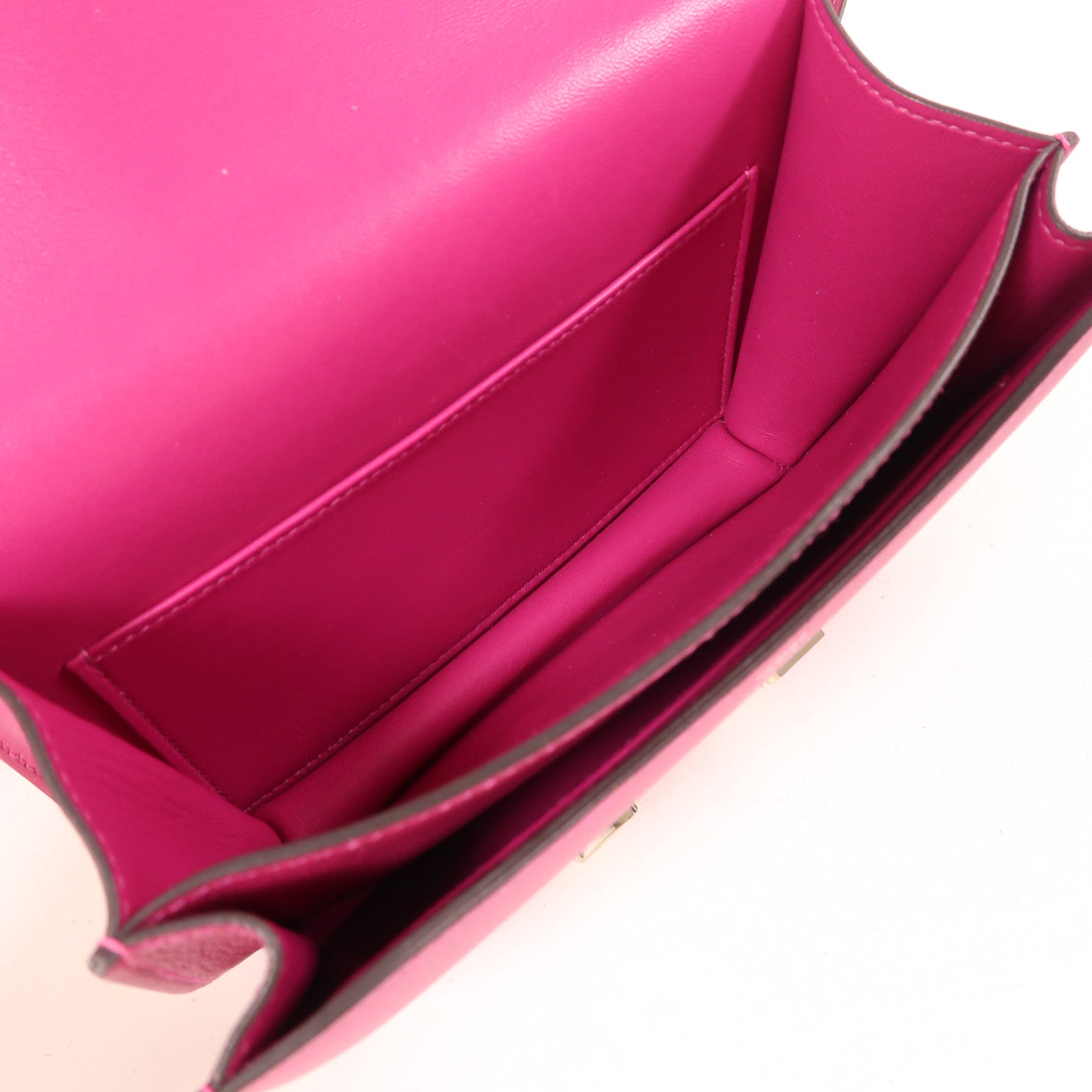 HERMES【激減優惠】 Evercolor皮革Constance Mini銀扣肩背袋L3 Rose Purple