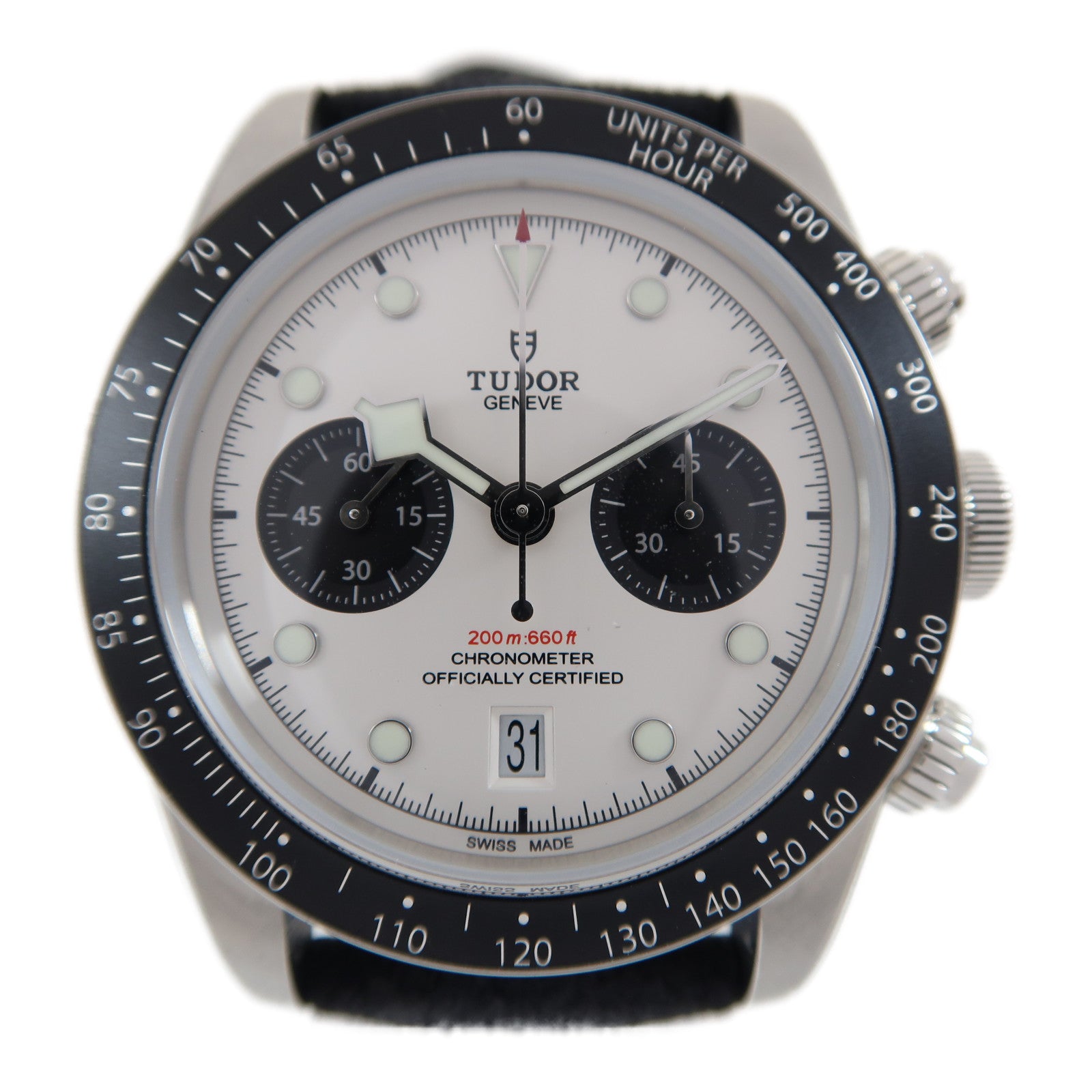TUDOR Black Bay Chrono不鏽鋼/皮革帶手錶自動機芯白色