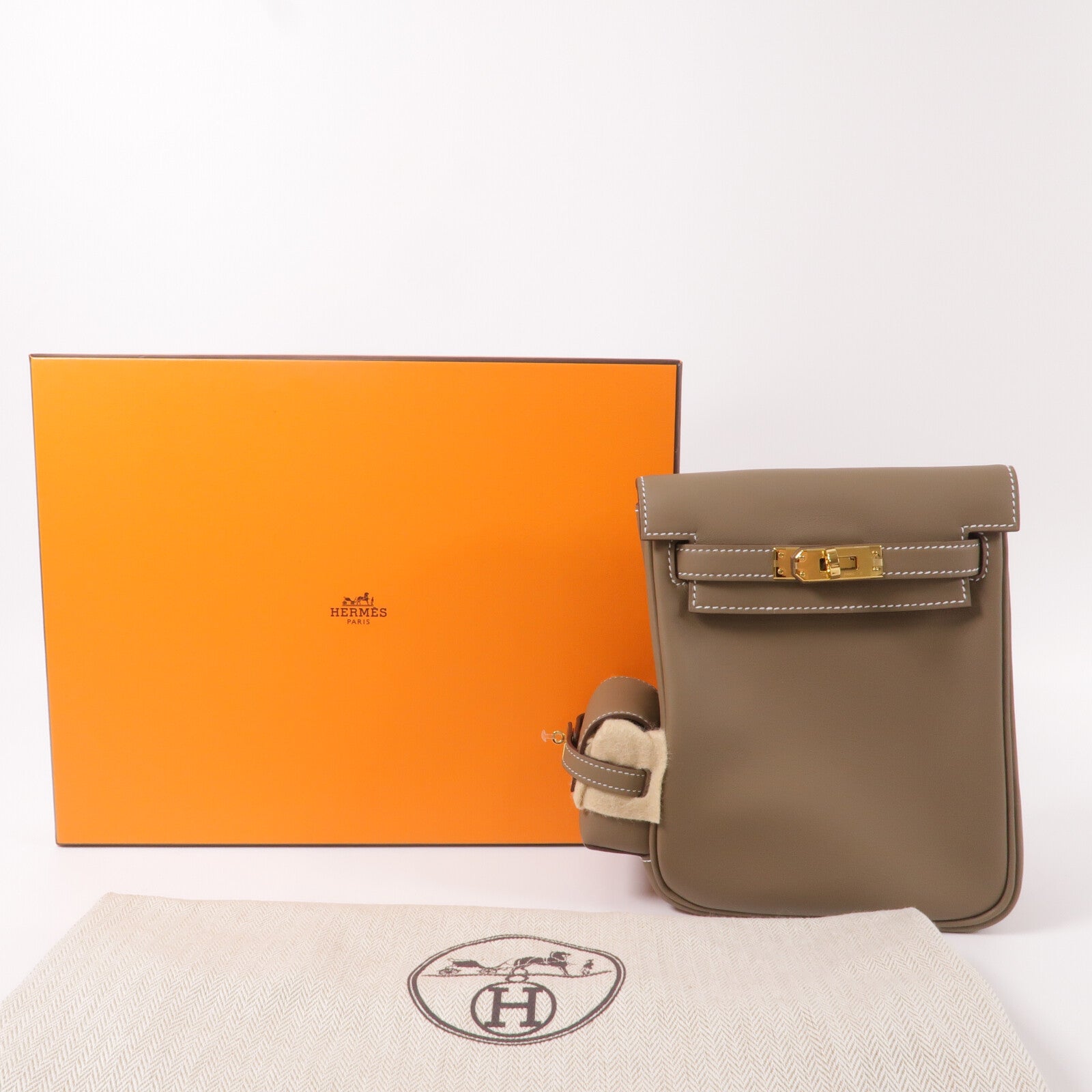 HERMES Swift皮革Kelly Jump背包Etoupe