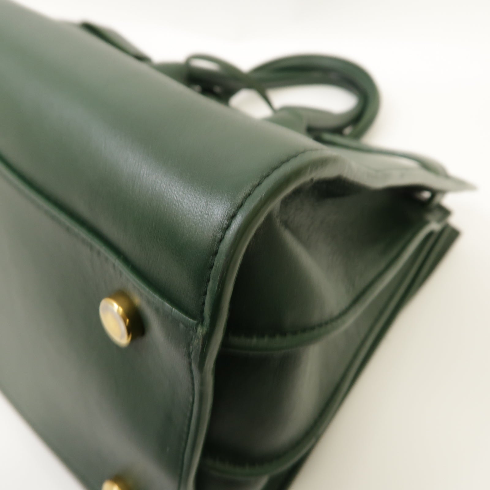 SAINT LAURENT 牛皮皮革Handbag金扣手挽袋綠色