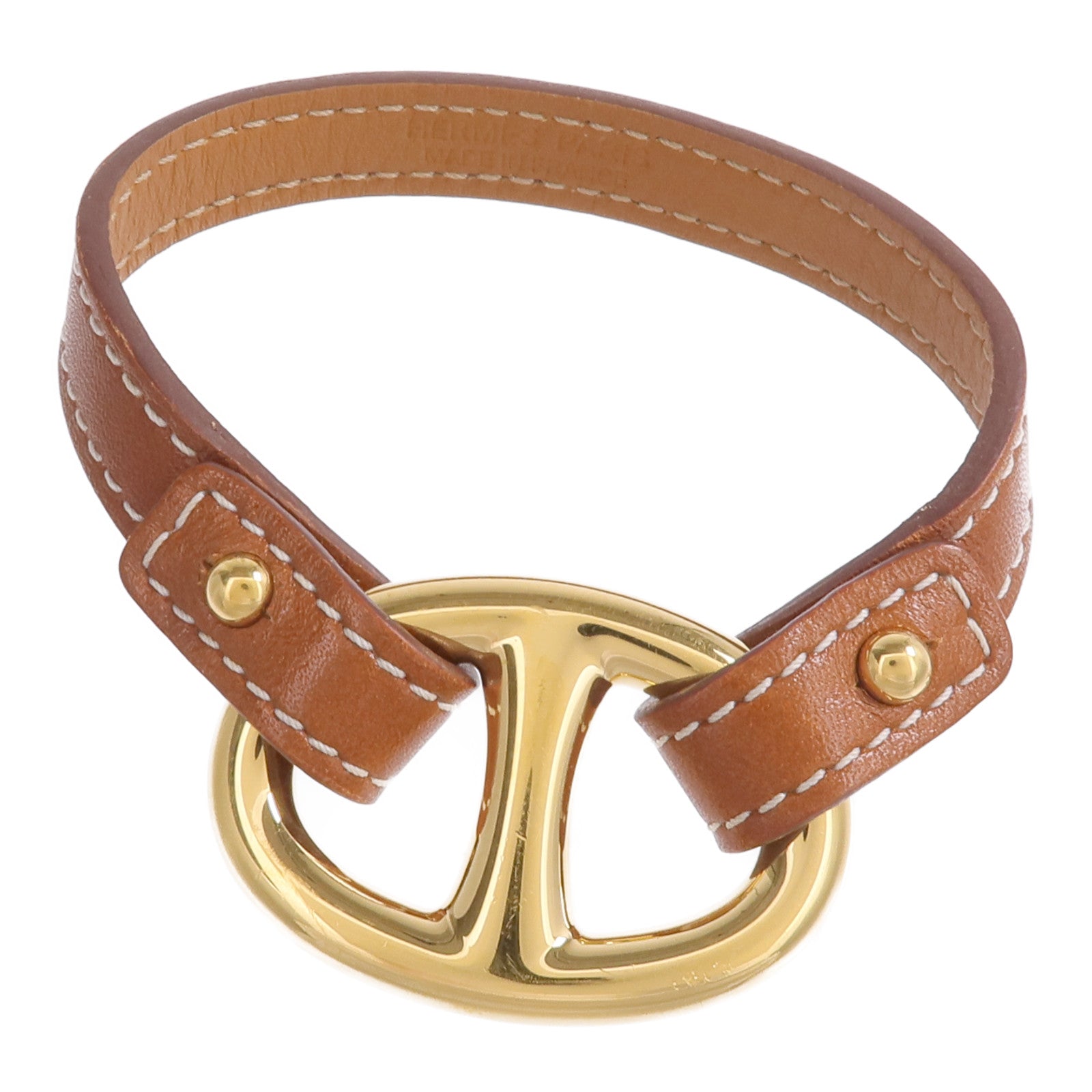 HERMES Tadelakt皮革Granville金扣手鏈Gold