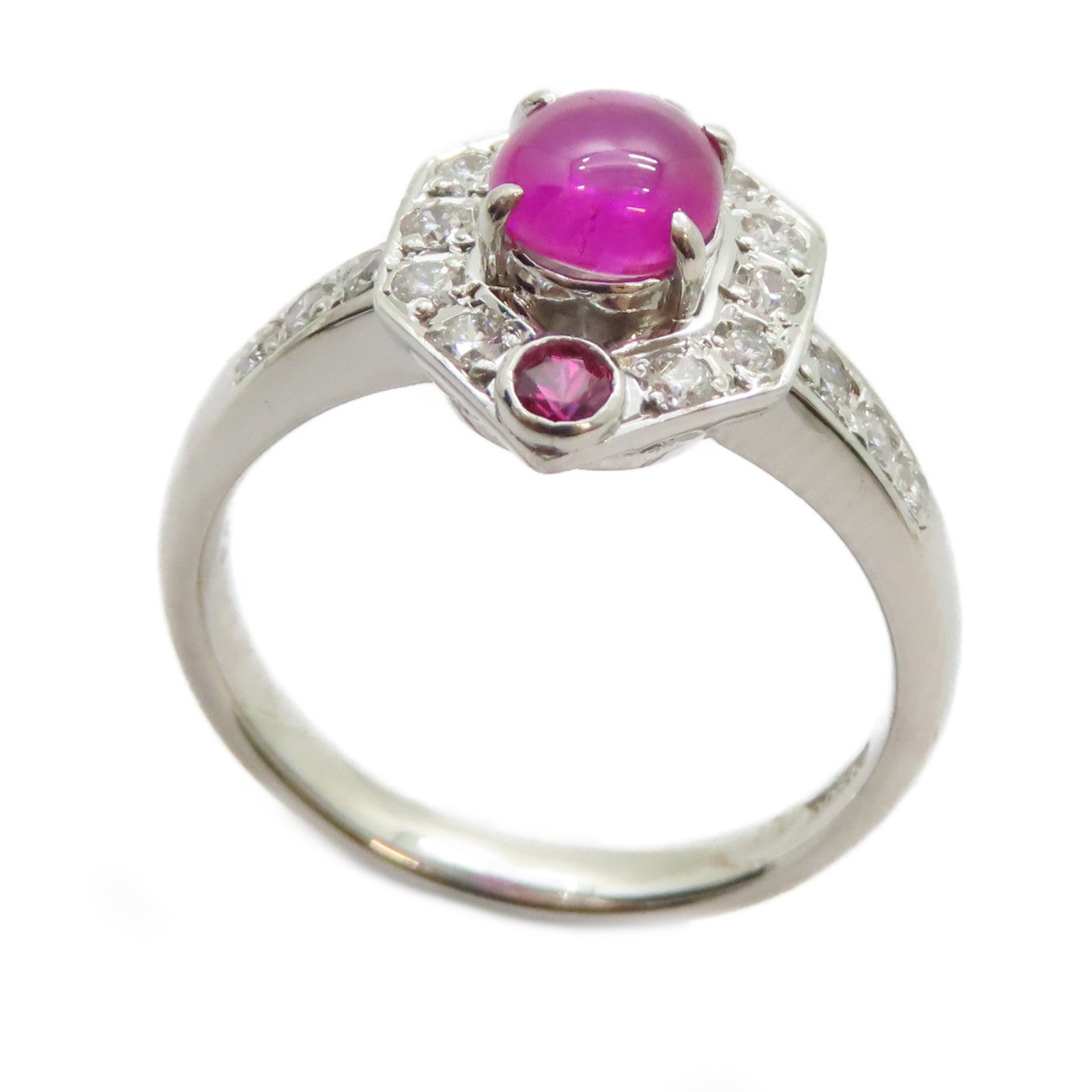 JEWELRY PT900鉑金Pink Sapphire Diamond Ring 1.231ct粉紅藍寶石/0.33ct鑽石戒指US#7.5