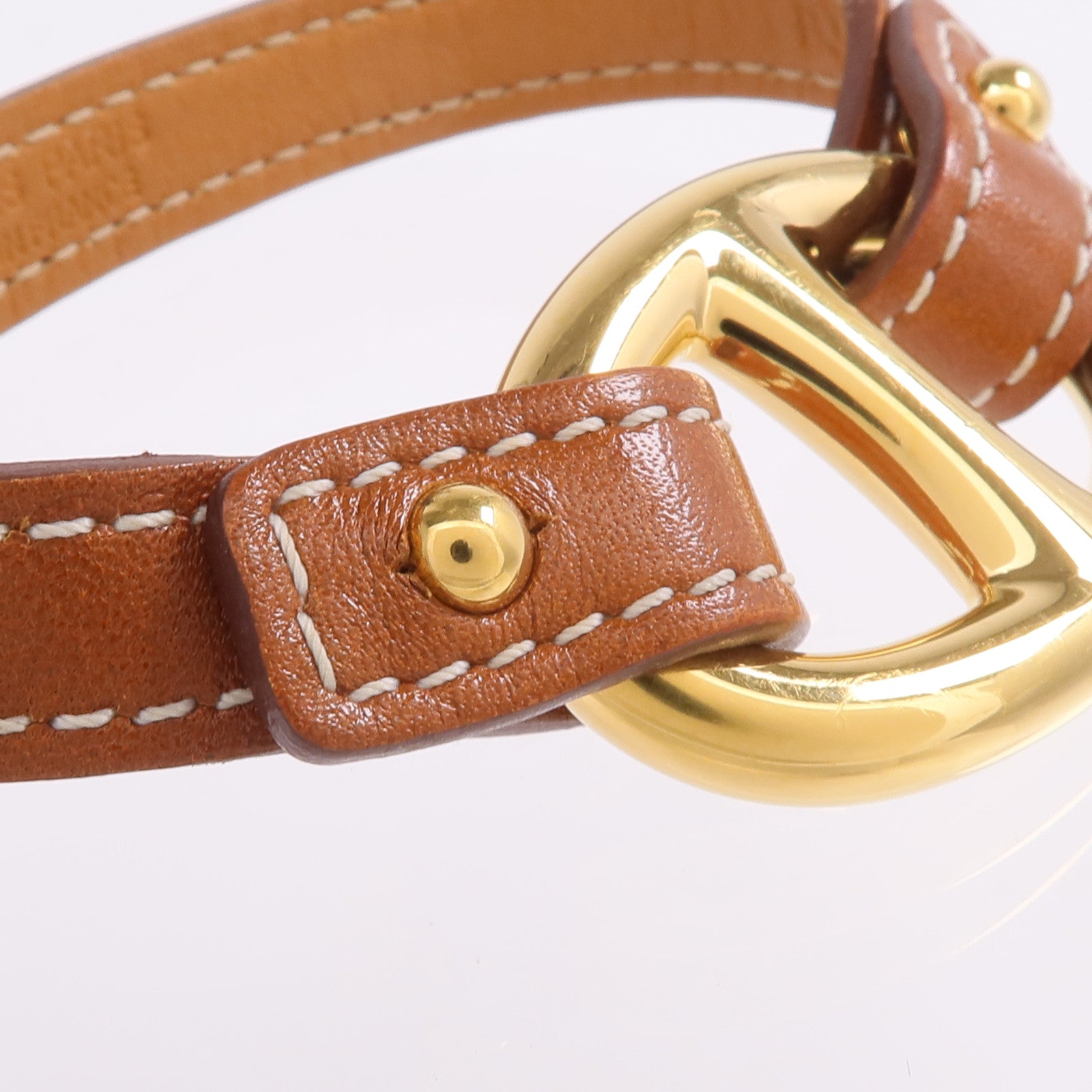 HERMES Tadelakt皮革Granville金扣手鏈Gold