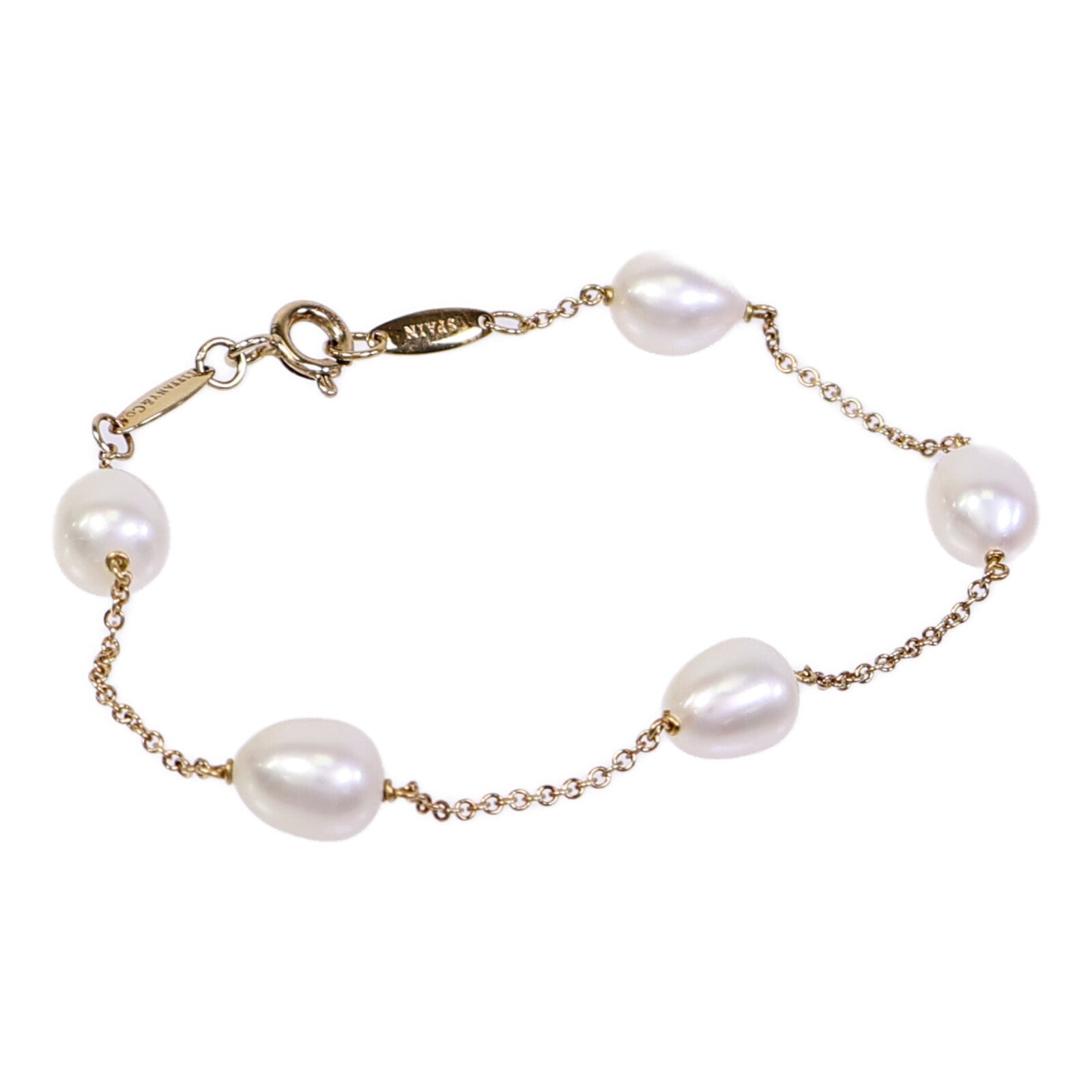 TIFFANY＆CO 18K黃金Pearls By The Yard Bracelet珍珠手鏈