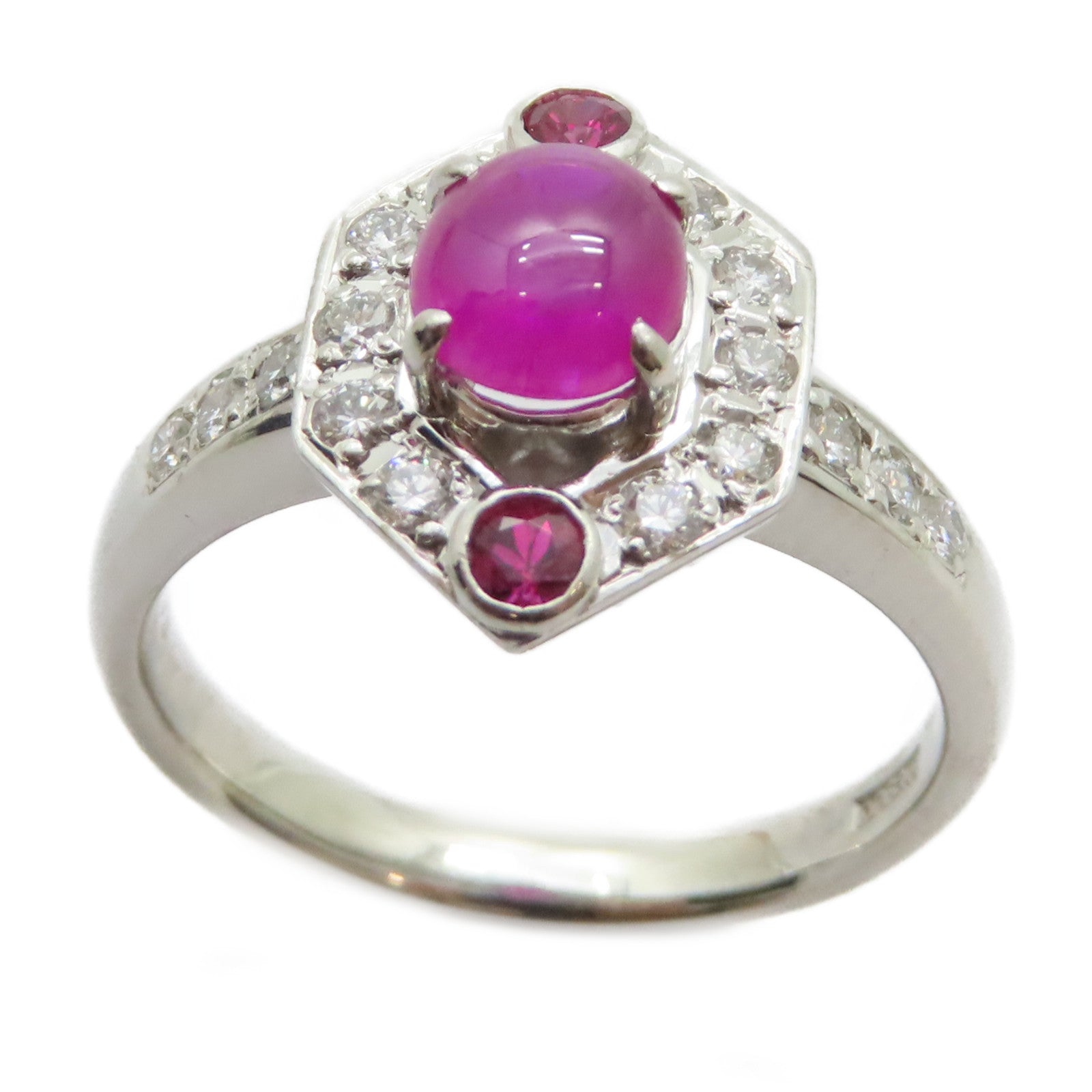 JEWELRY PT900鉑金Pink Sapphire Diamond Ring 1.231ct粉紅藍寶石/0.33ct鑽石戒指US#7.5